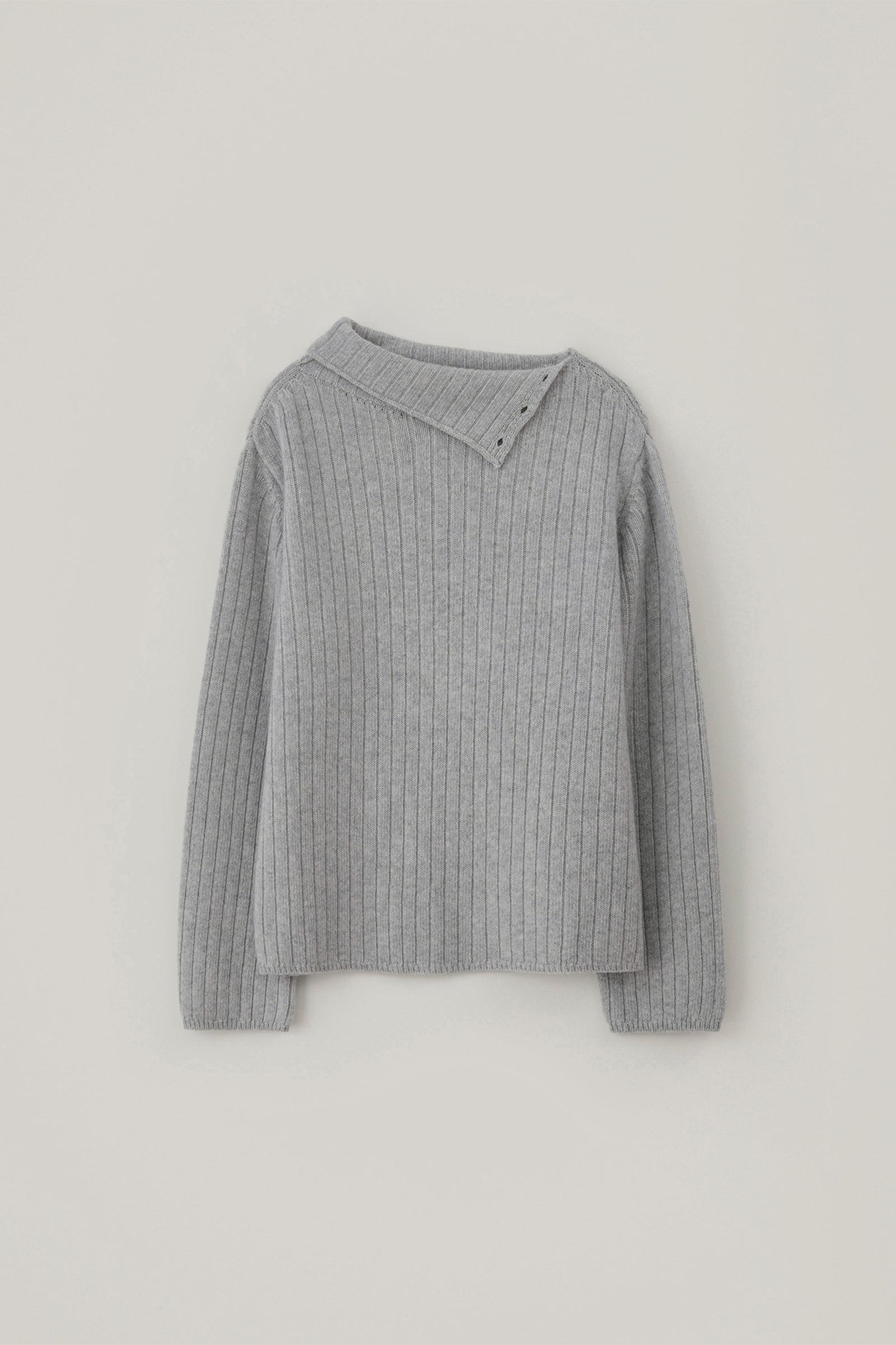 BUTTON TURTLENECK WOOL KNIT_LIGHT GREY