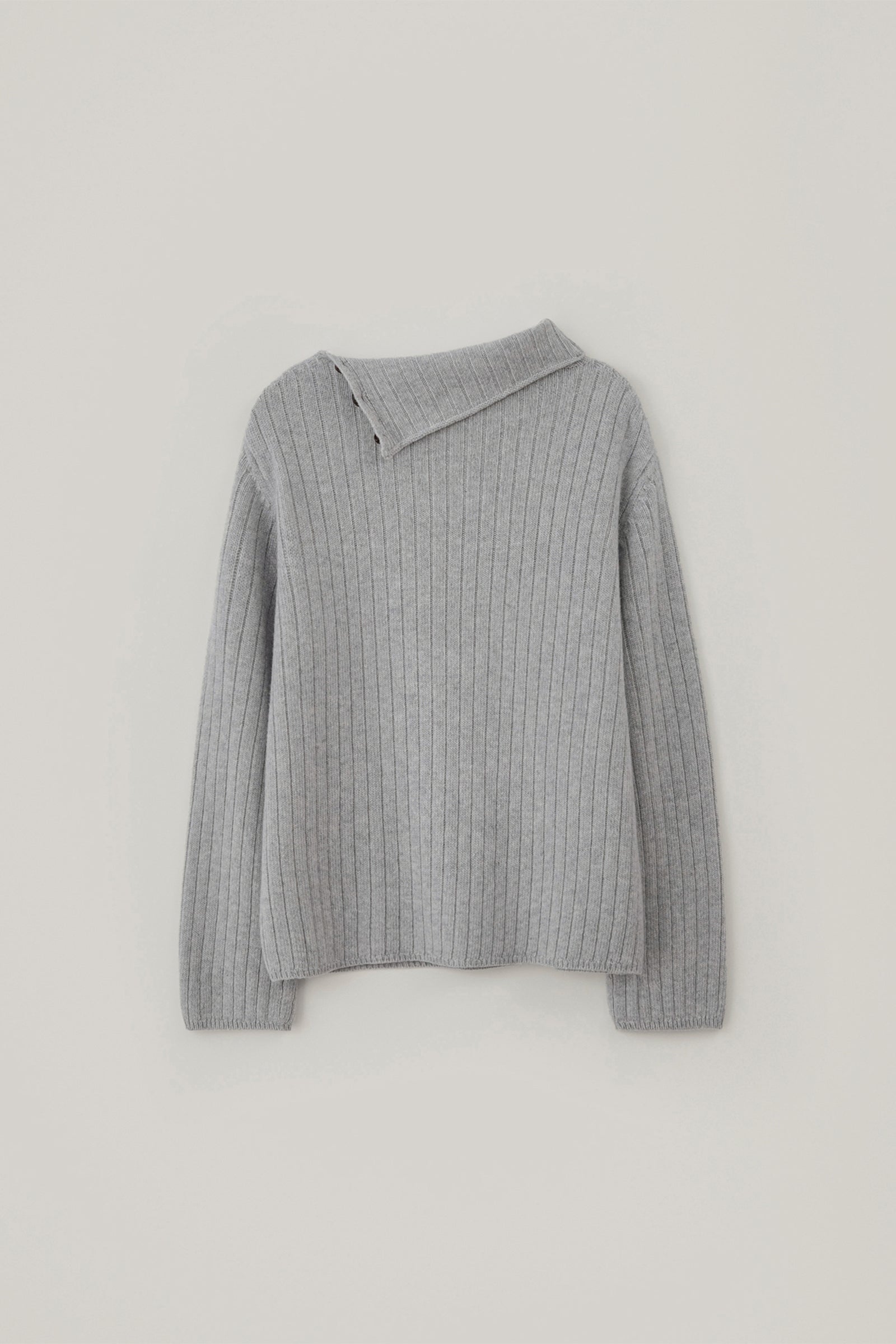 BUTTON TURTLENECK WOOL KNIT_LIGHT GREY