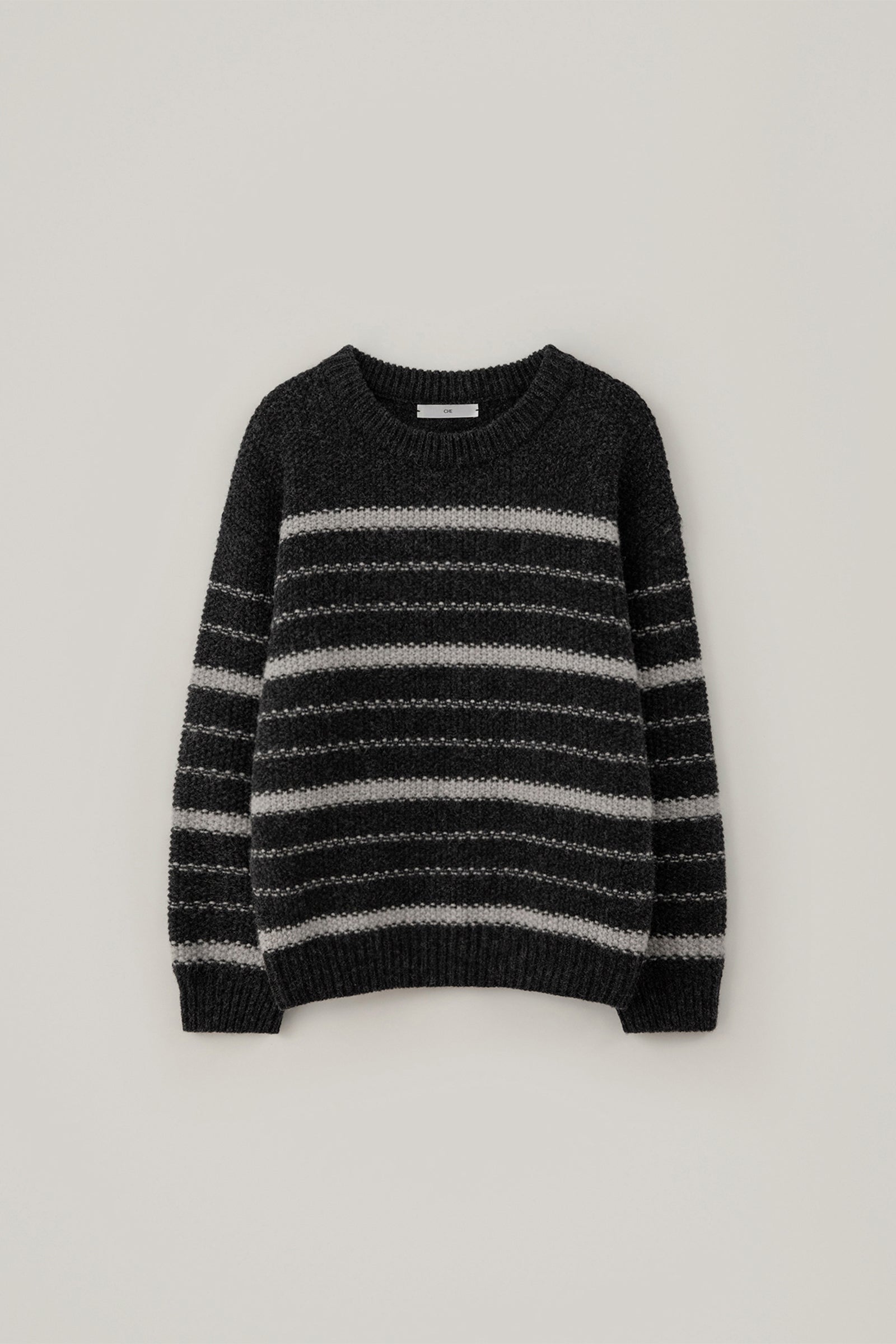 CHUNKY WOOL STRIPE KNIT_CHARCOAL