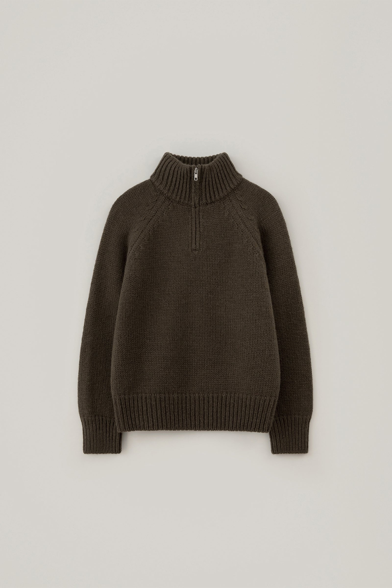 TOM WOOL HALF ZIP-UP KNIT_BROWN