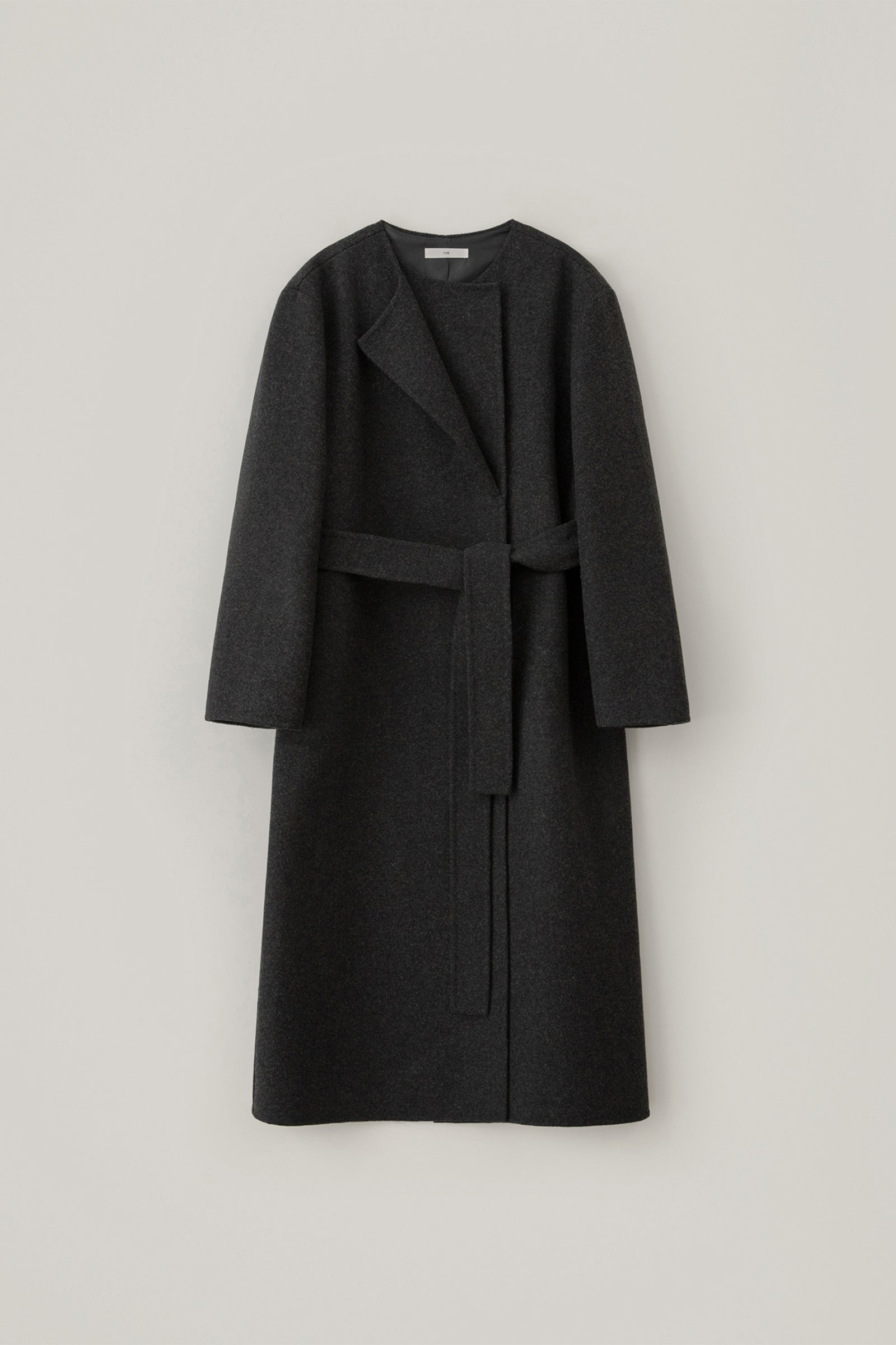 WOOL DOUBLE NECK HANDMADE COAT_CHARCOAL