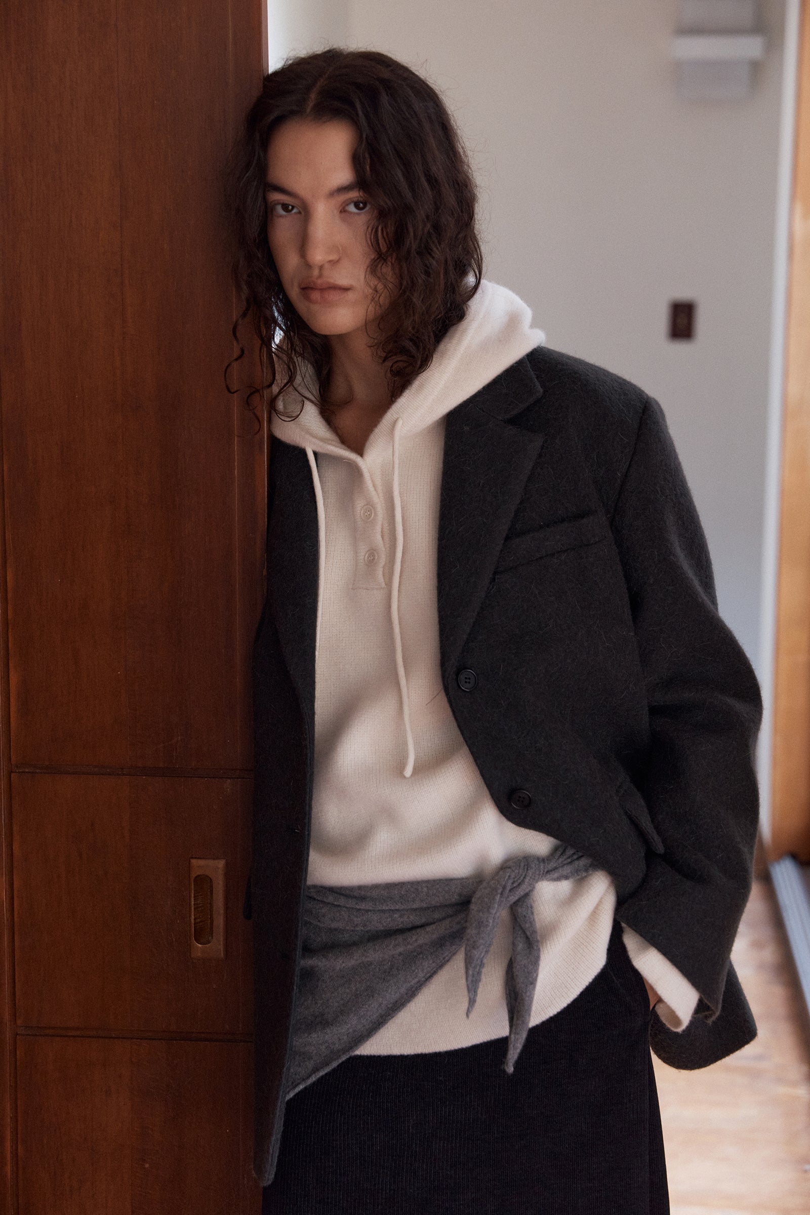 ALPACA HEAVY BLAZER COAT_CHARCOAL