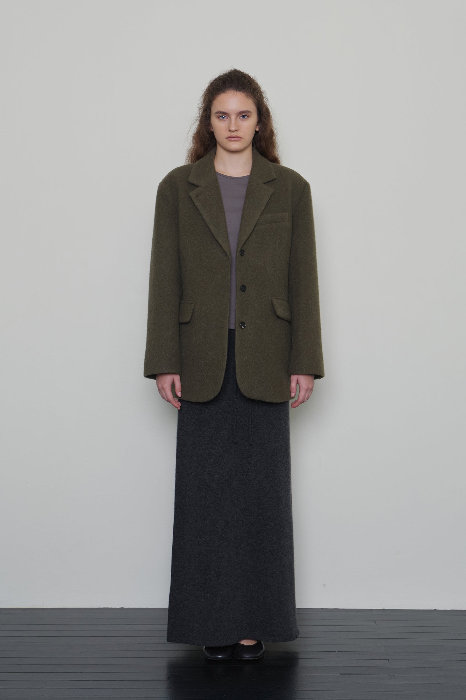 ALPACA HEAVY BLAZER COAT_KHAKI