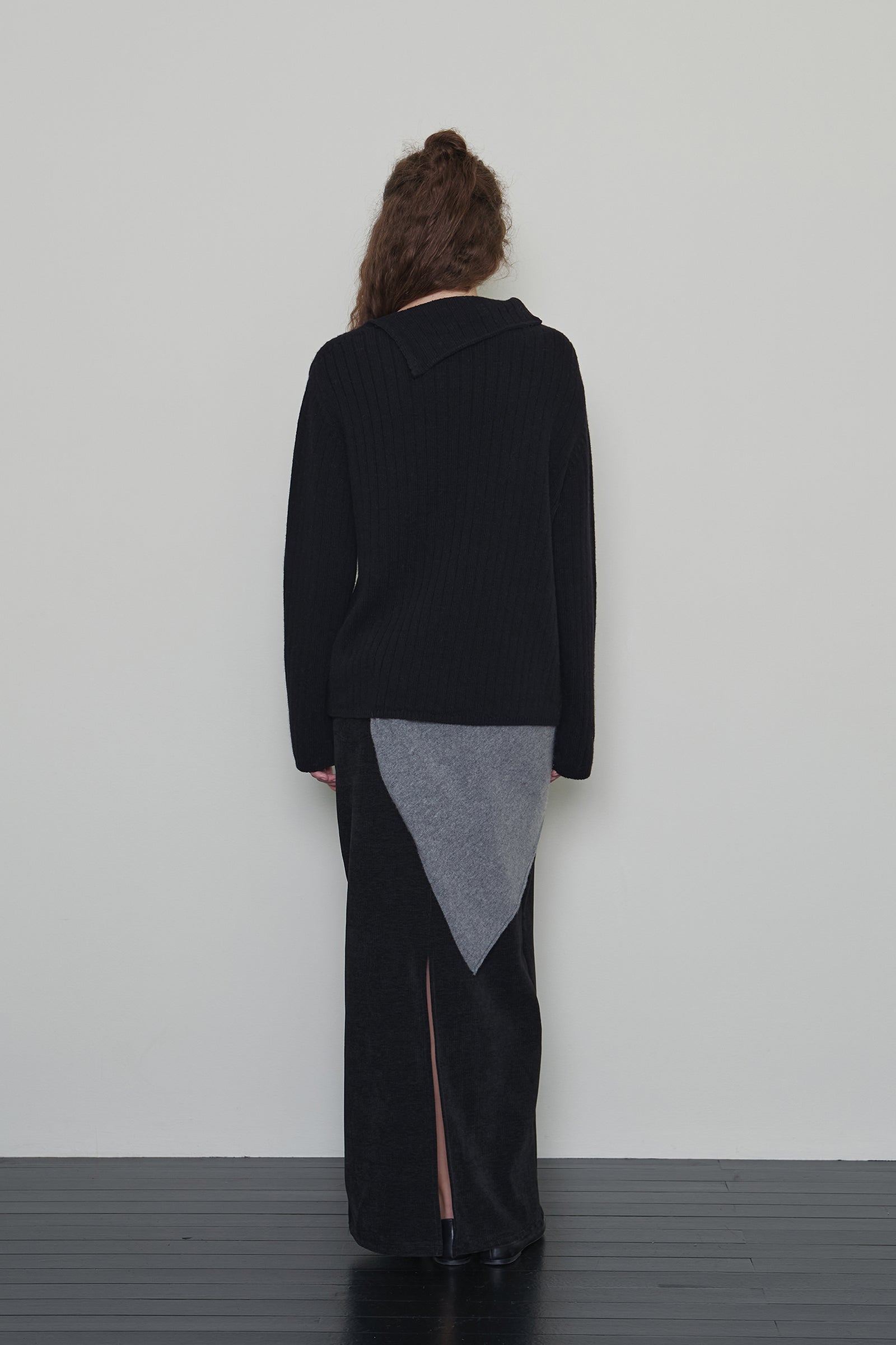 BUTTON TURTLENECK WOOL KNIT_BLACK