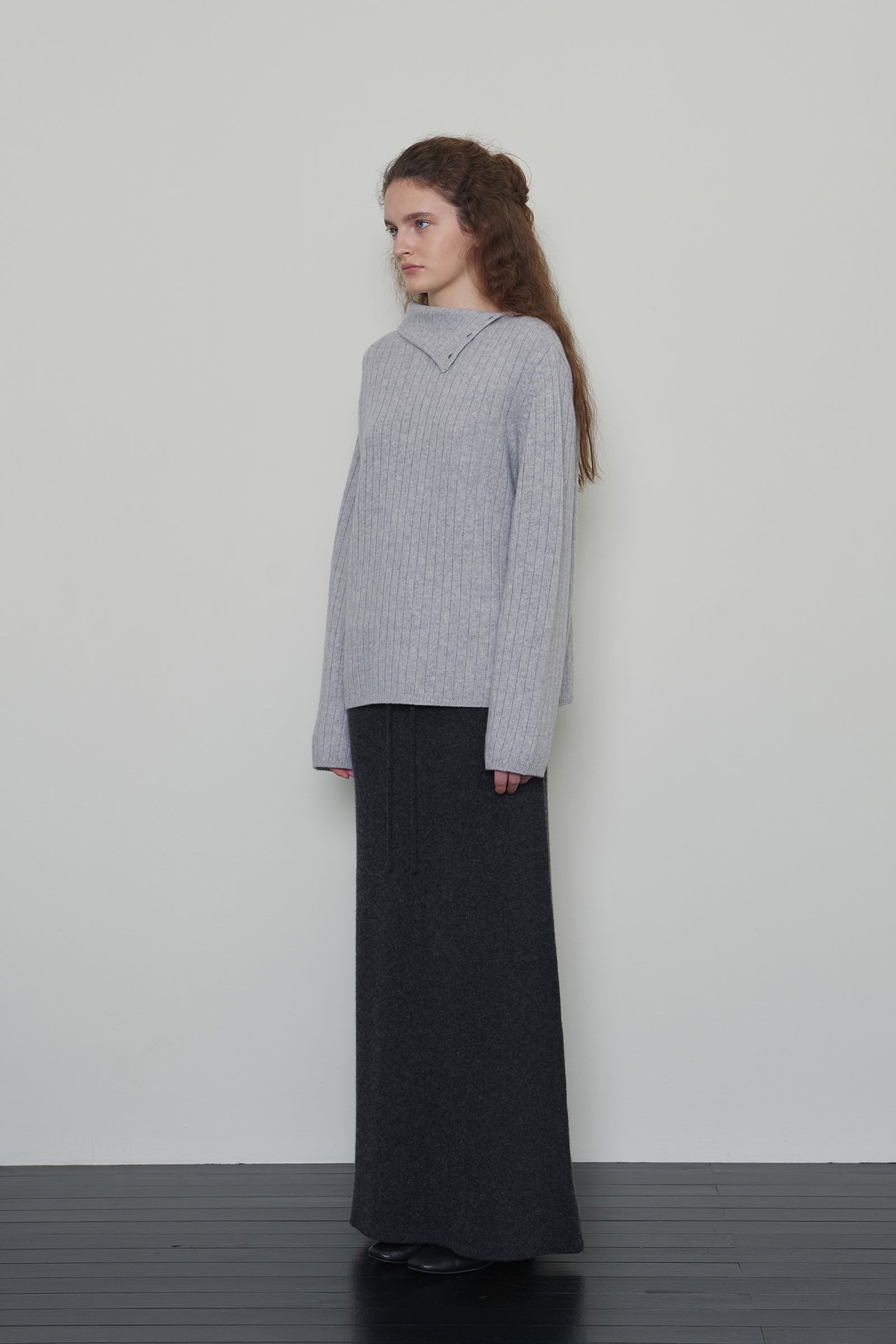 BUTTON TURTLENECK WOOL KNIT_LIGHT GREY