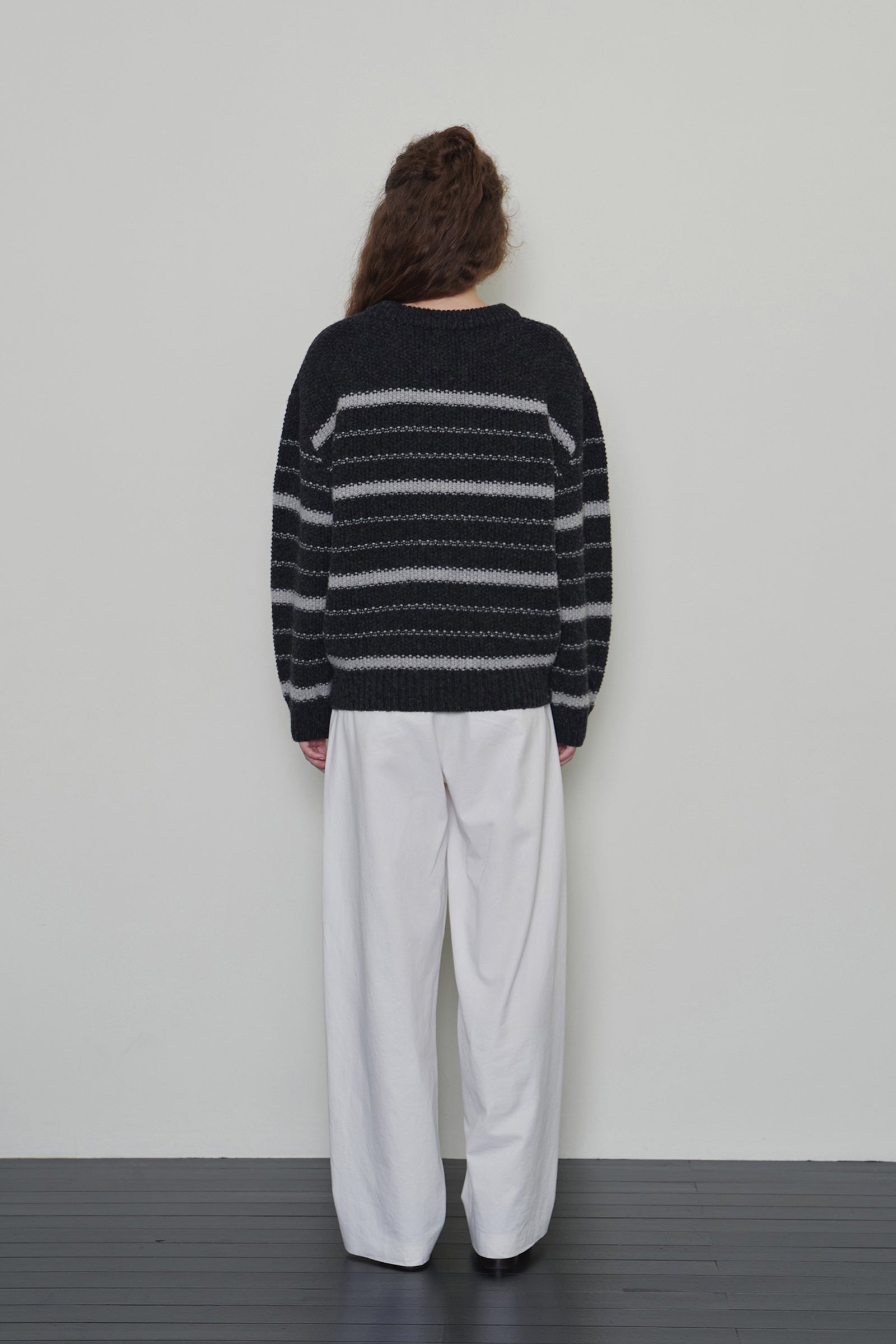 CHUNKY WOOL STRIPE KNIT_CHARCOAL