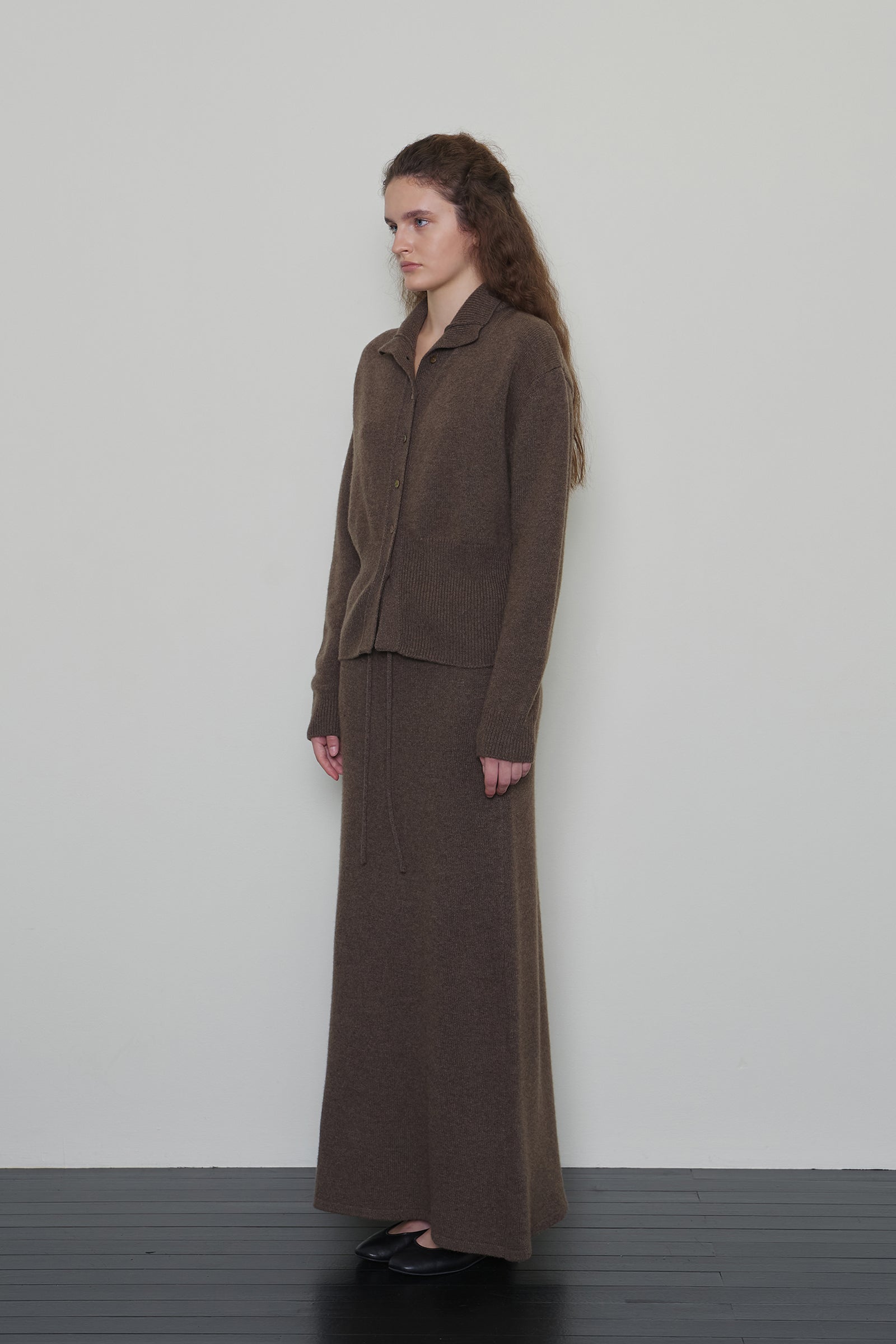DAS WOOL KNIT SKIRT_BROWN