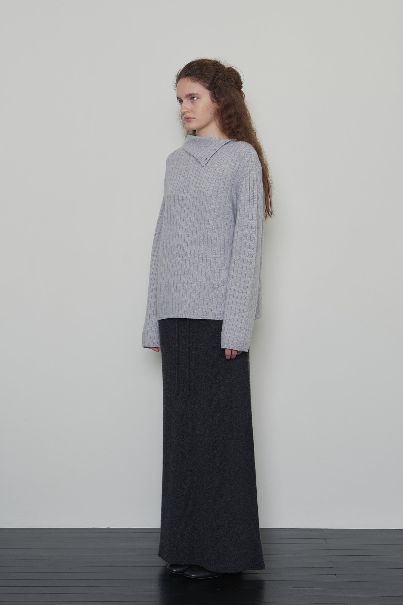 DAS WOOL KNIT SKIRT_CHARCOAL