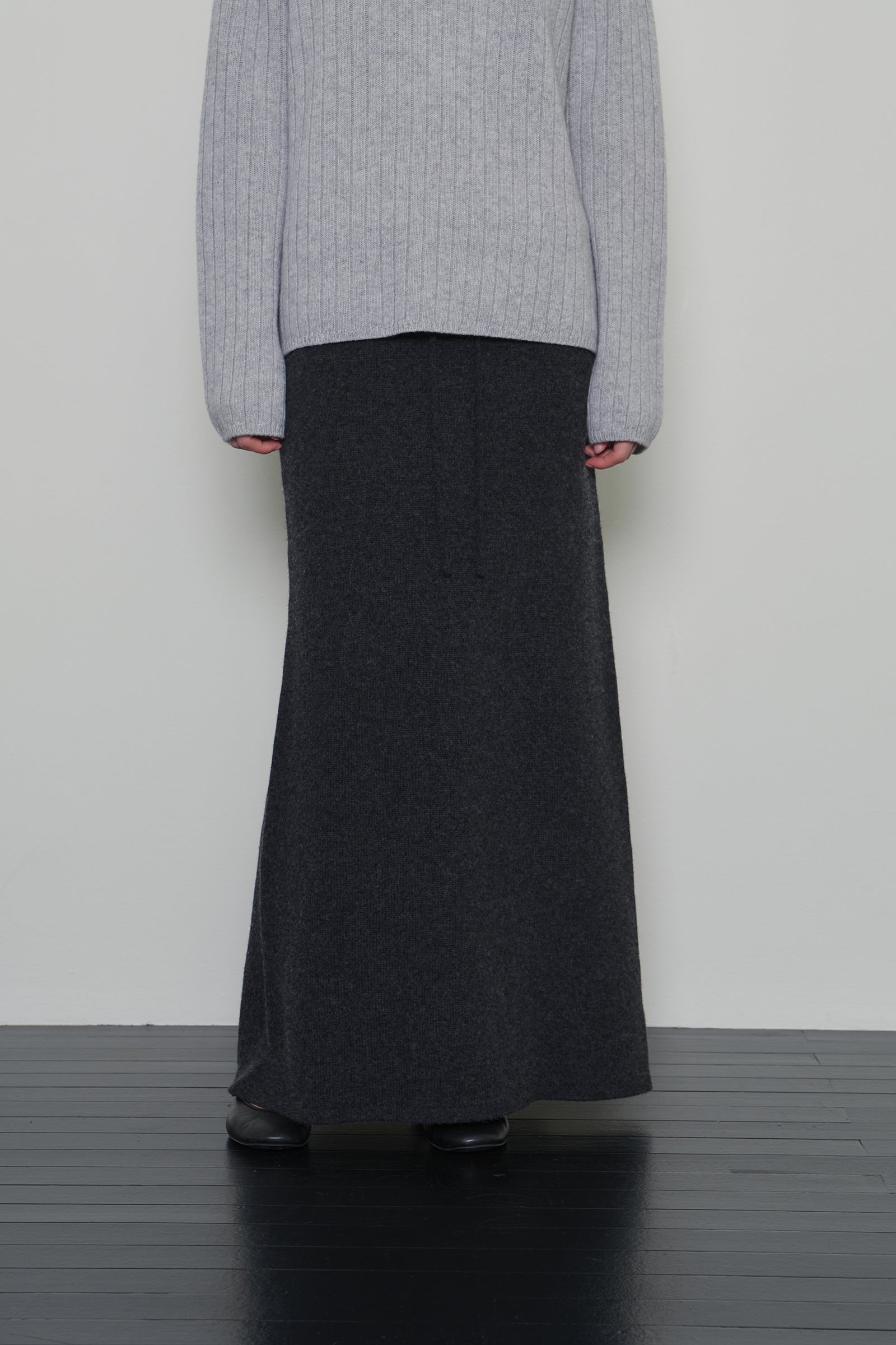 DAS WOOL KNIT SKIRT_CHARCOAL