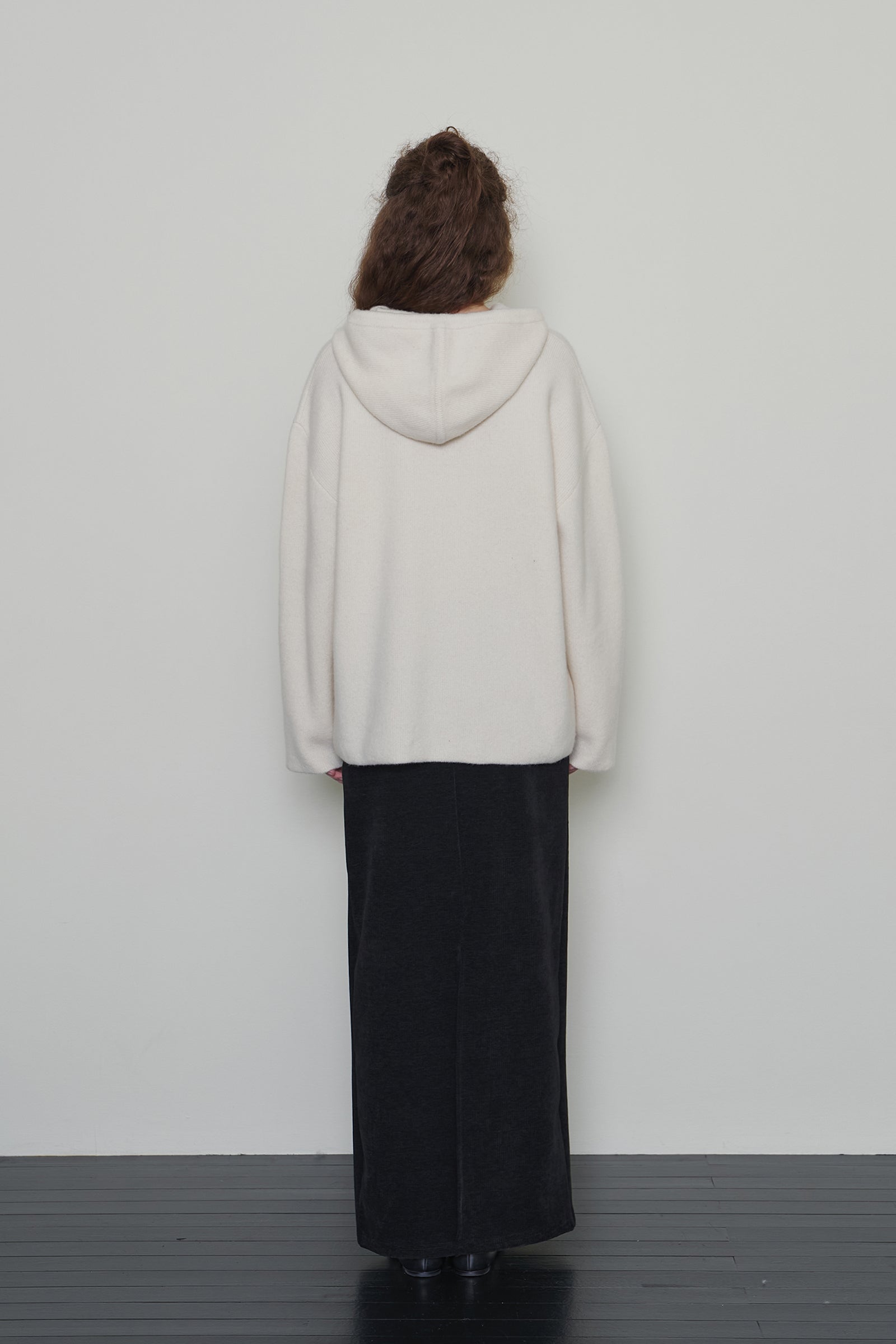 LOOSE WOOL HOODIE KNIT_IVORY