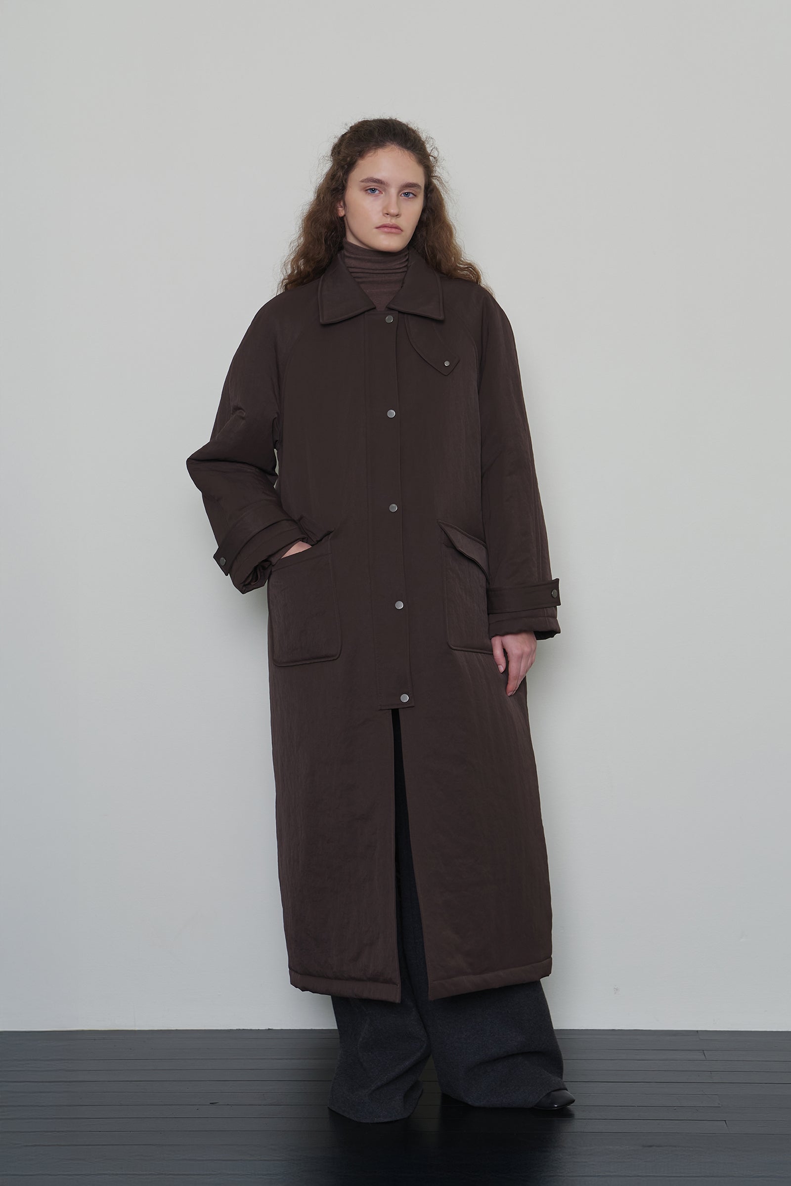 PADDED BALMACAAN COAT_DARK BROWN