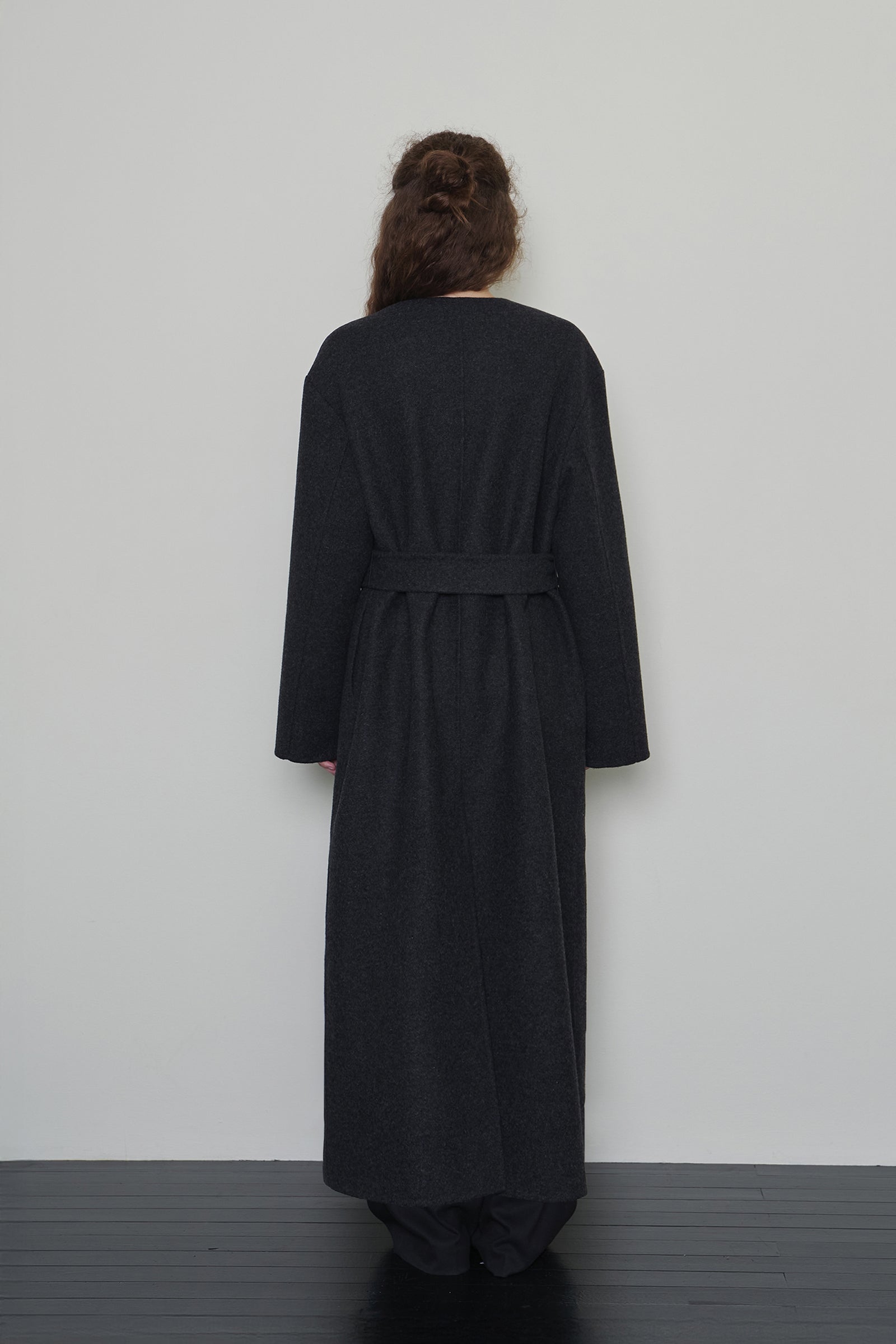 WOOL DOUBLE NECK HANDMADE COAT_CHARCOAL