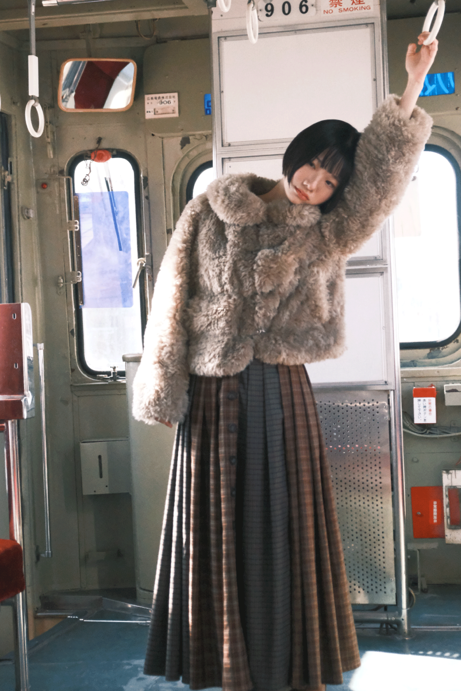 JUPE À CARREAUX MÉLANGÉS_MARRON