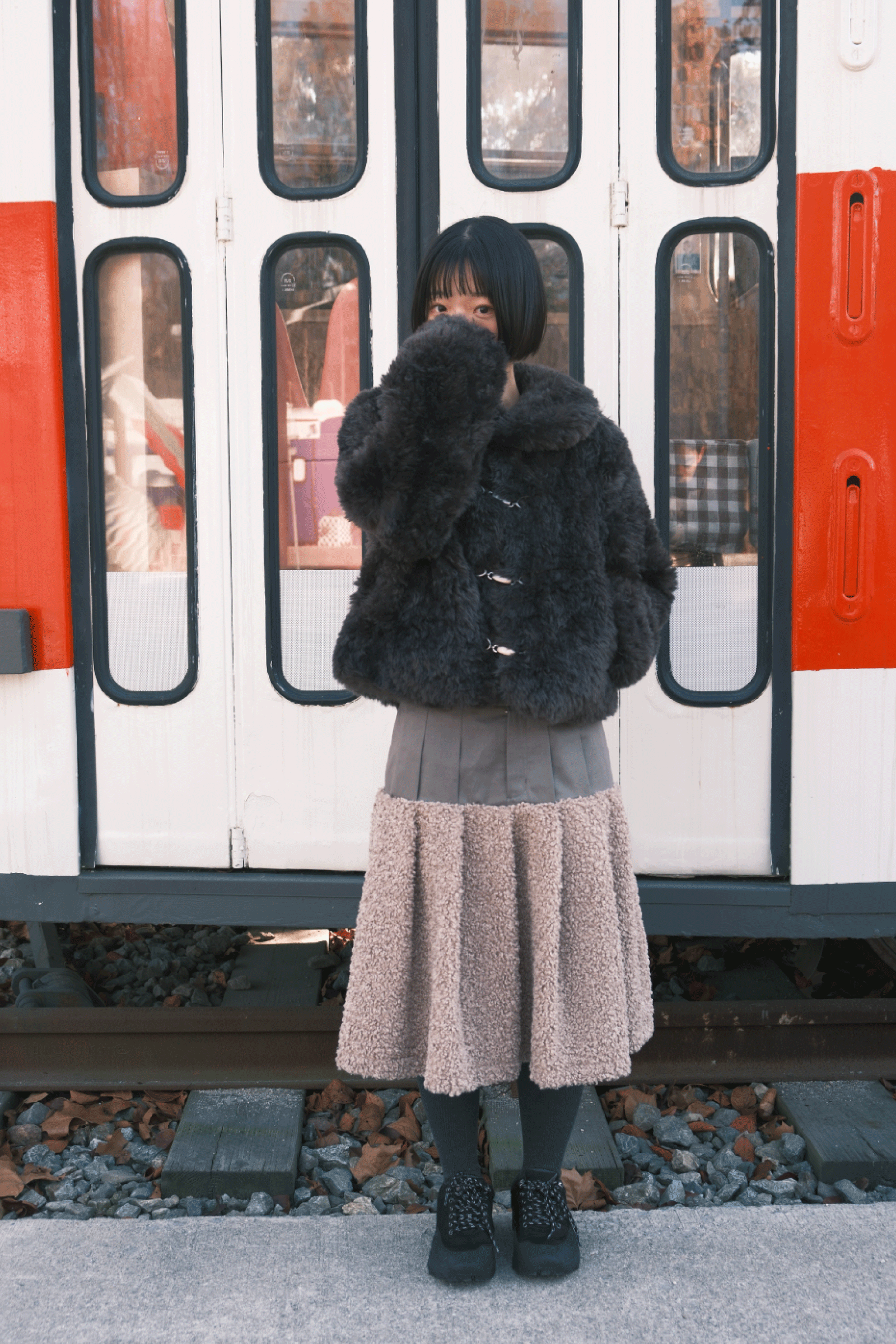 JUPE MIDI POLAIRE_BEIGE