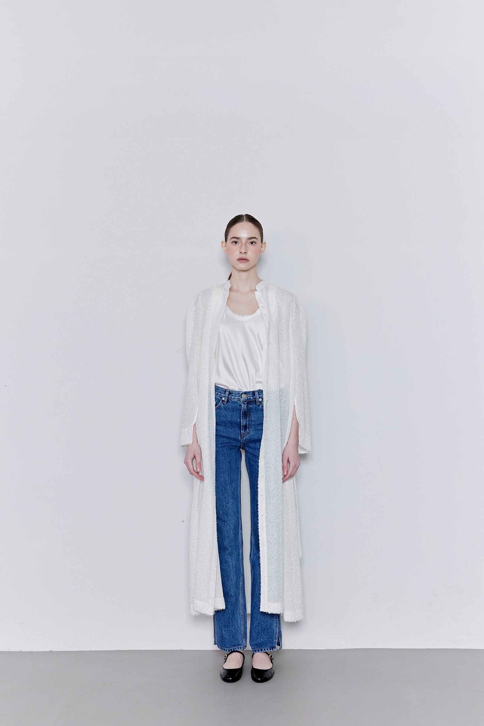 FRINGE LONG DRESS_BLEU MARINE