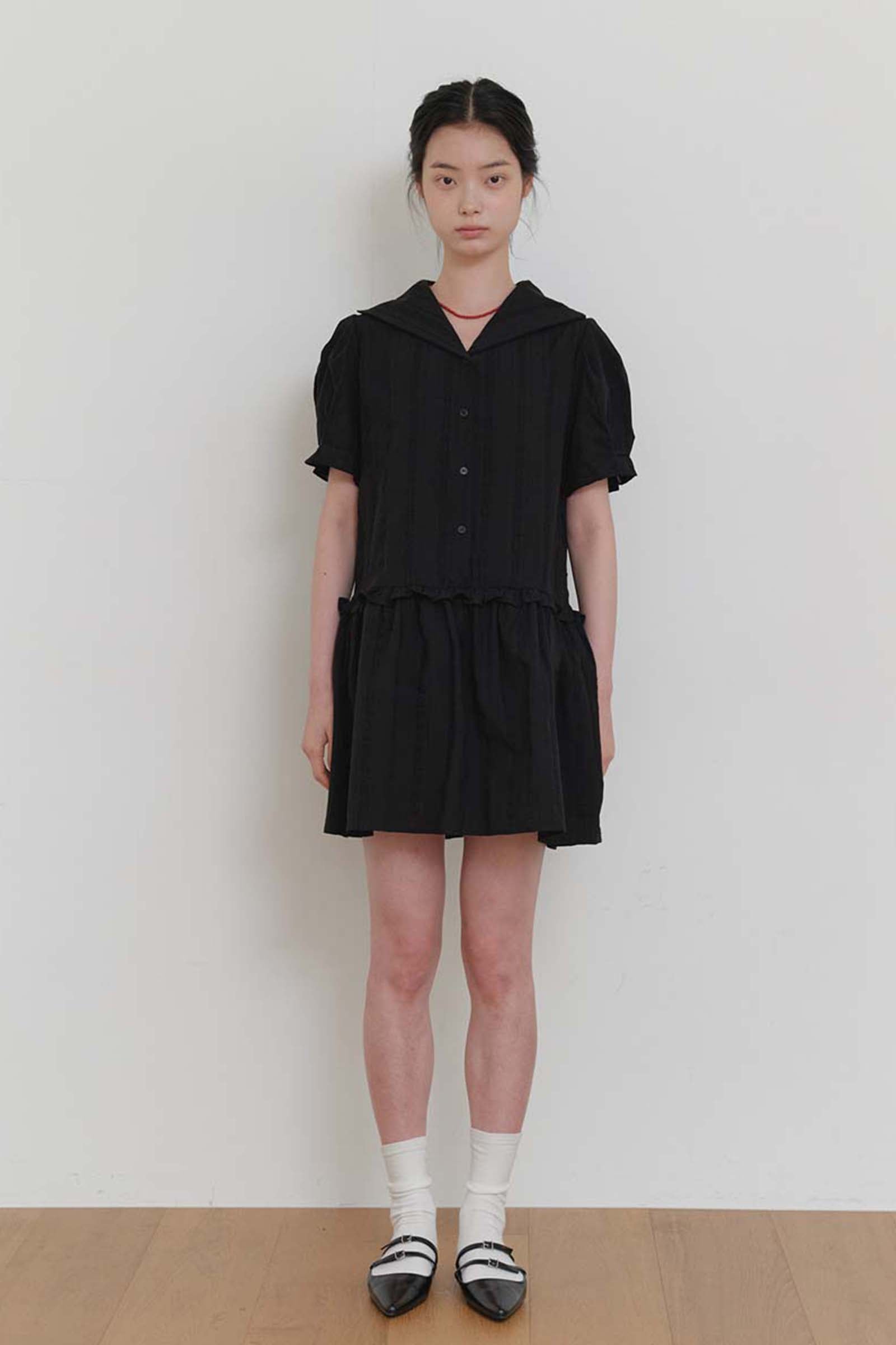 LACE COLLAR DRESS_BLACK