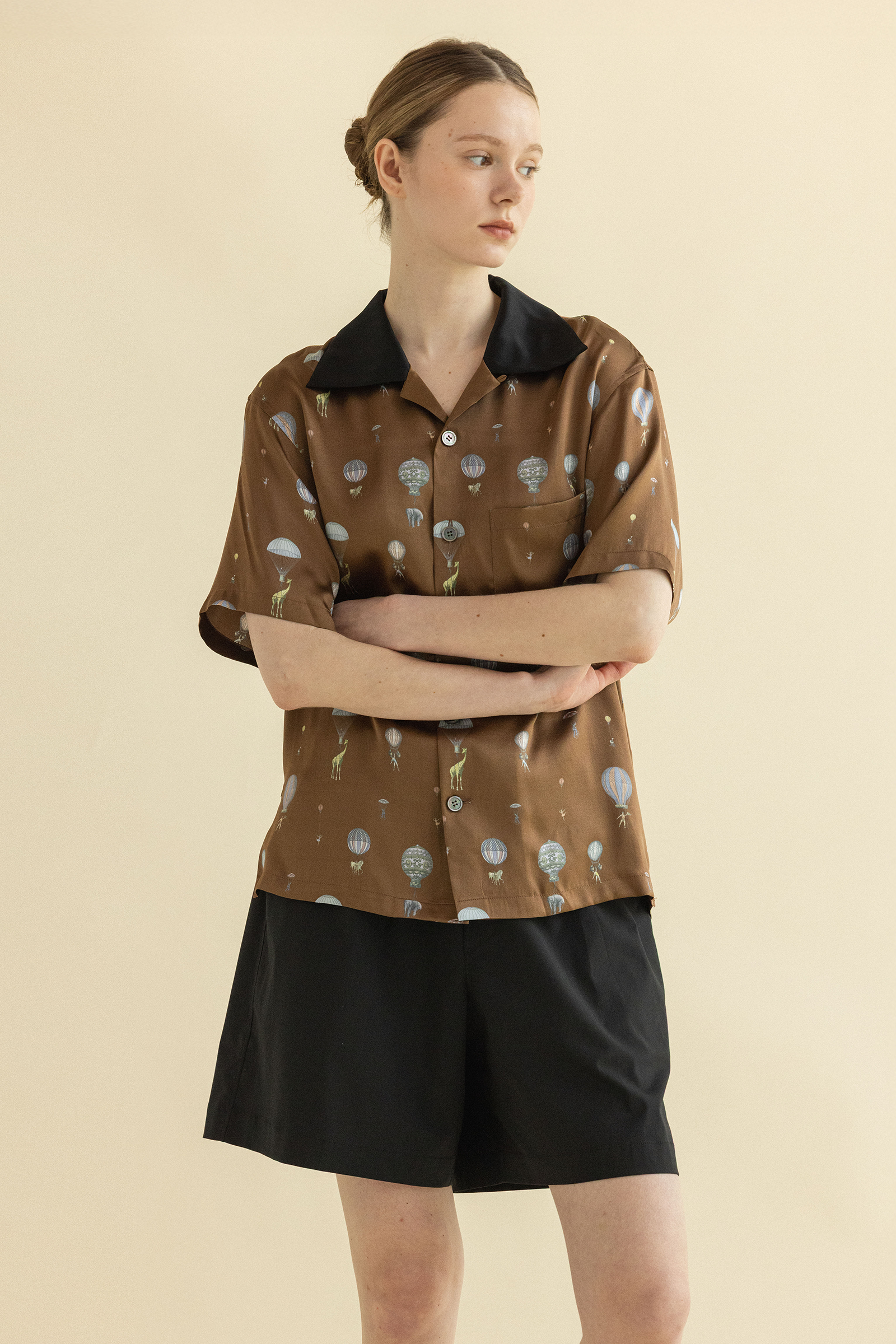 DREAM PARADE BOWLING SHIRT_MARRON