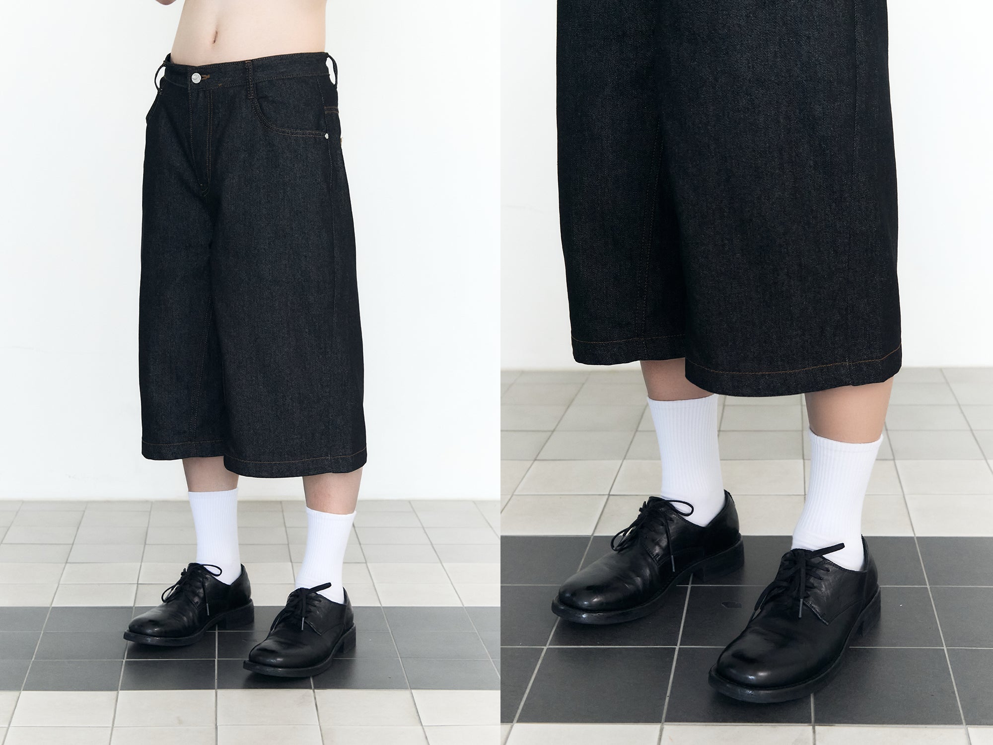 PANTACOURT CAPRI AVEC POCHE À CARREAUX_INDIGO