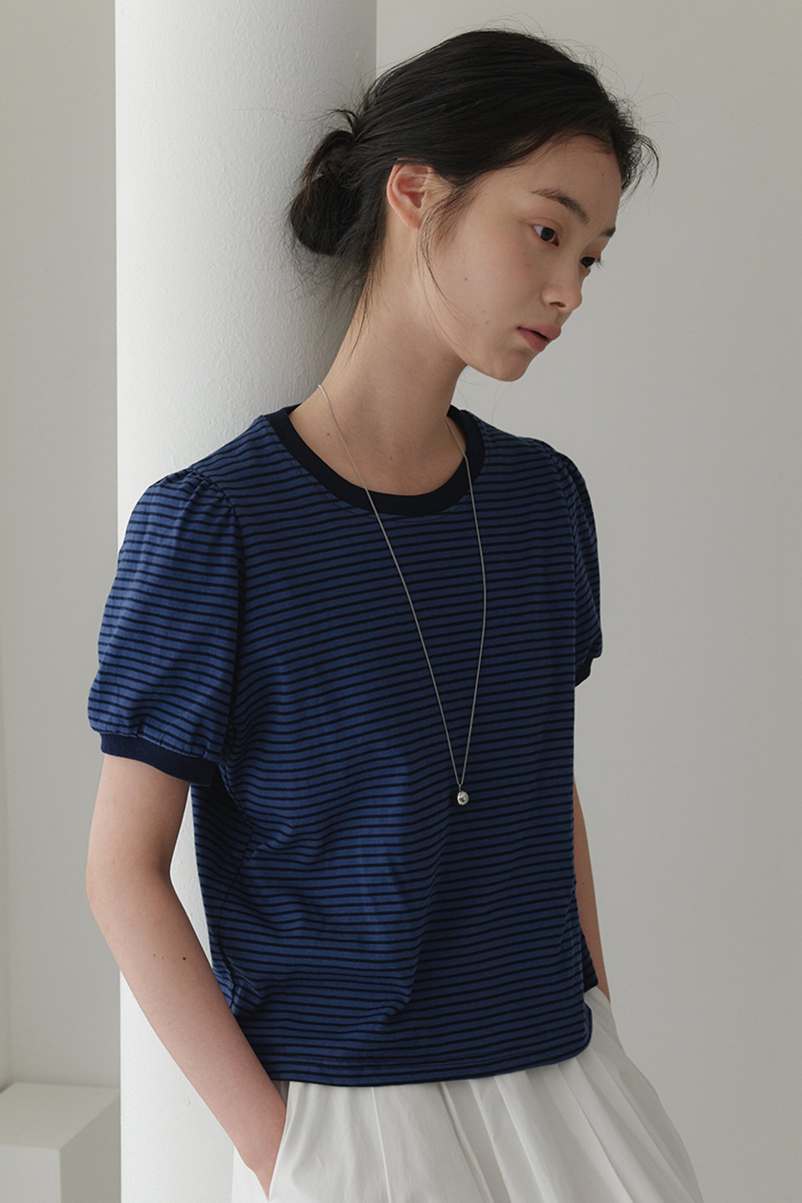 FINE STRIPE T-SHIRT_NAVY