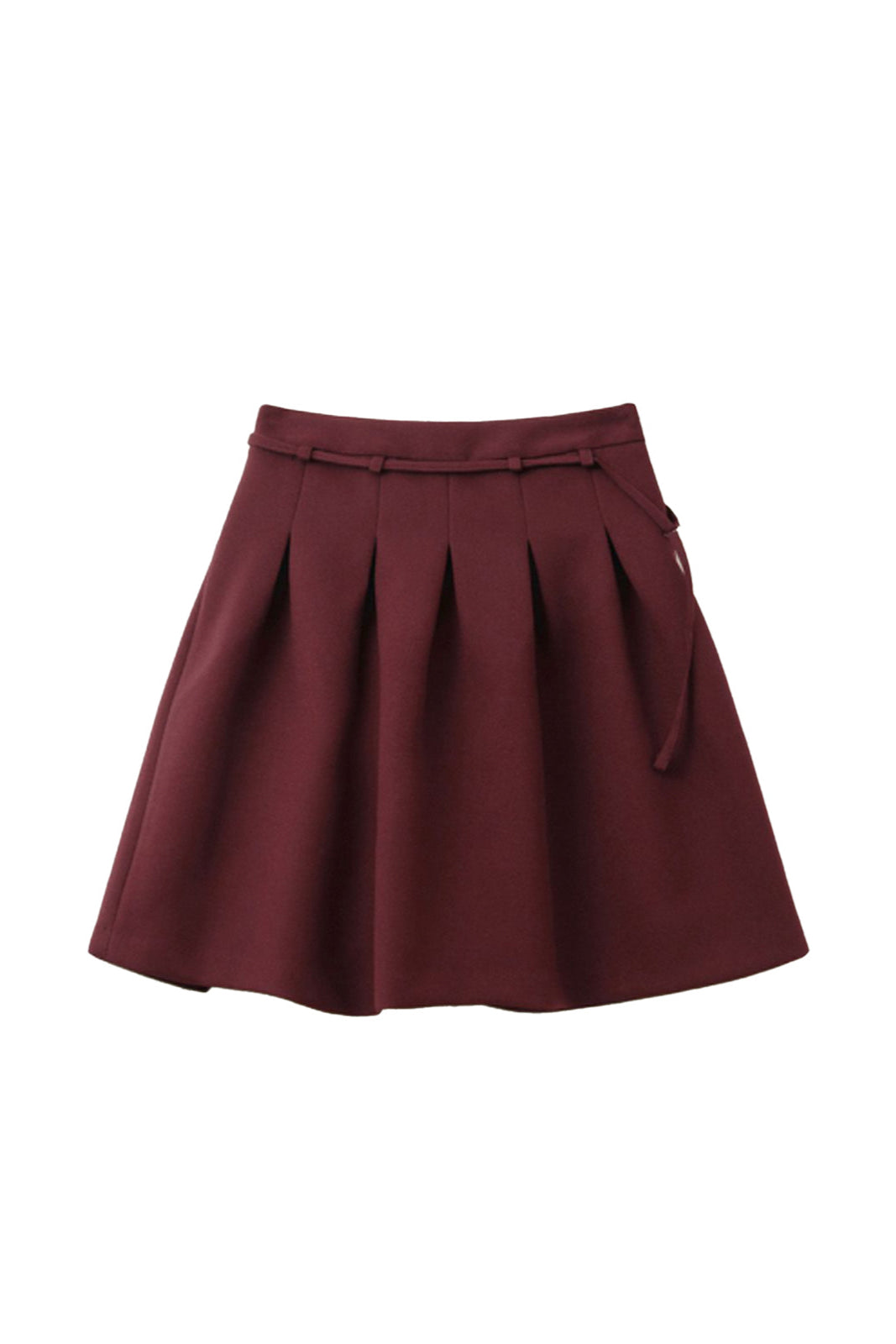 VOLUME PLEATS MINI SKIRT_BURGUNDY