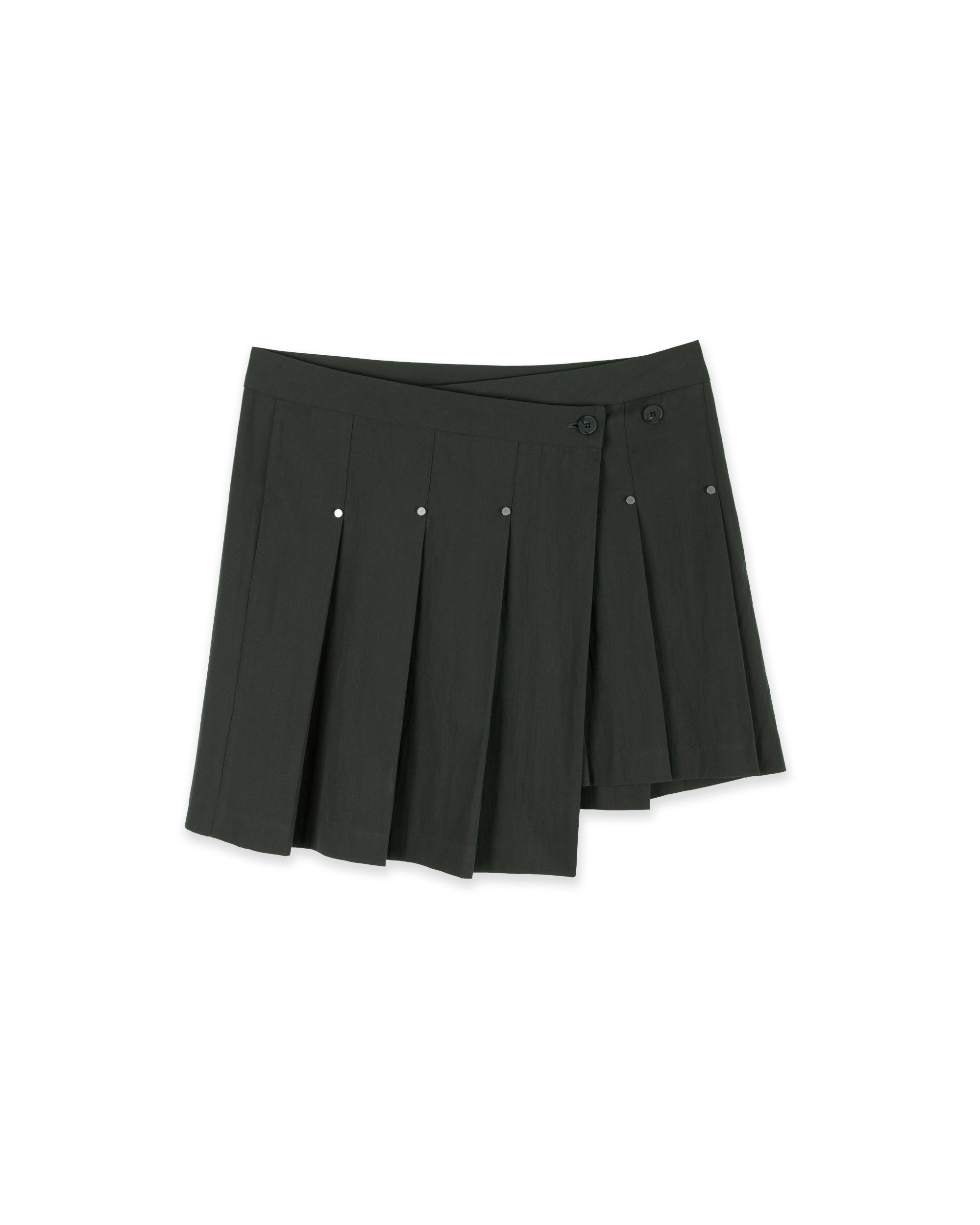 ATYPICAL RIVET PLEATS SKIRT_CHARCOAL