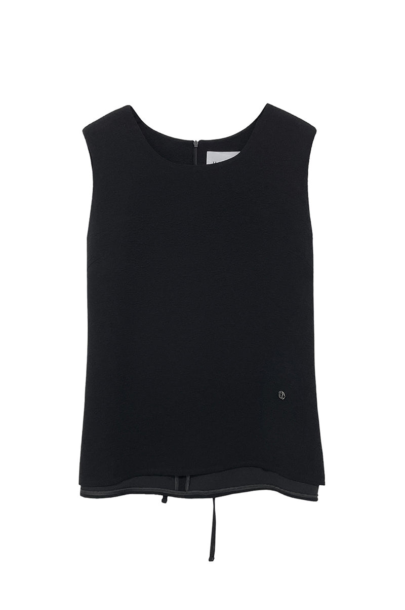 PLEATS SLEEVELESS TOP_BLACK