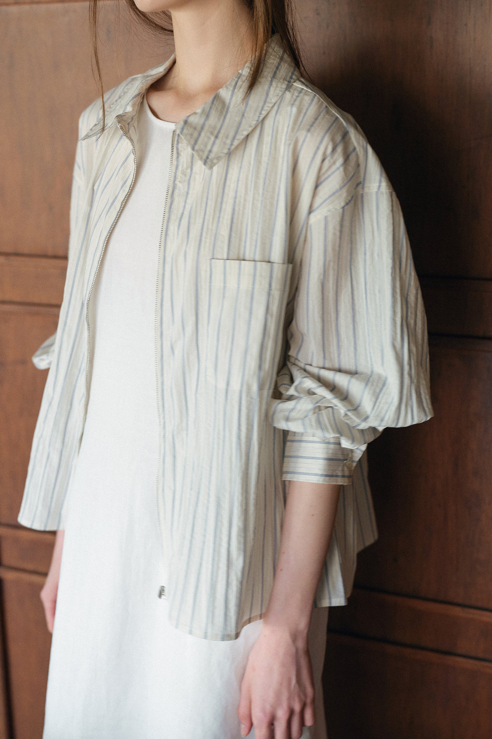 PONS STRIPE ZIP-UP_STRIPE BLUE