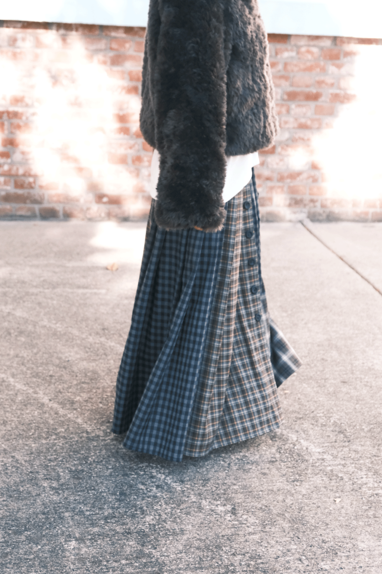 JUPE À CARREAUX MÉLANGÉS_BLEU MARINE