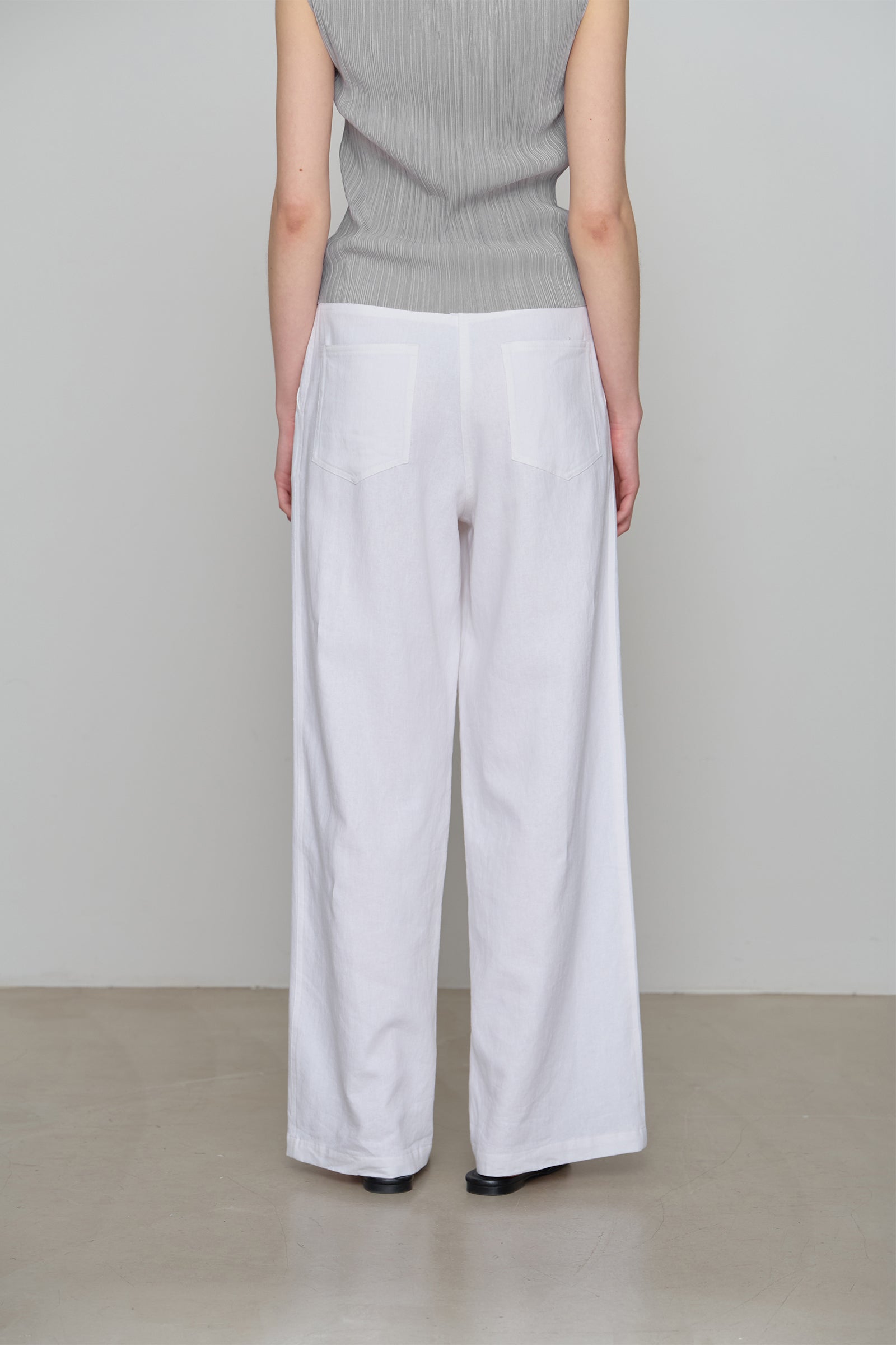 PANTALON LARGE EN LIN_BLANC