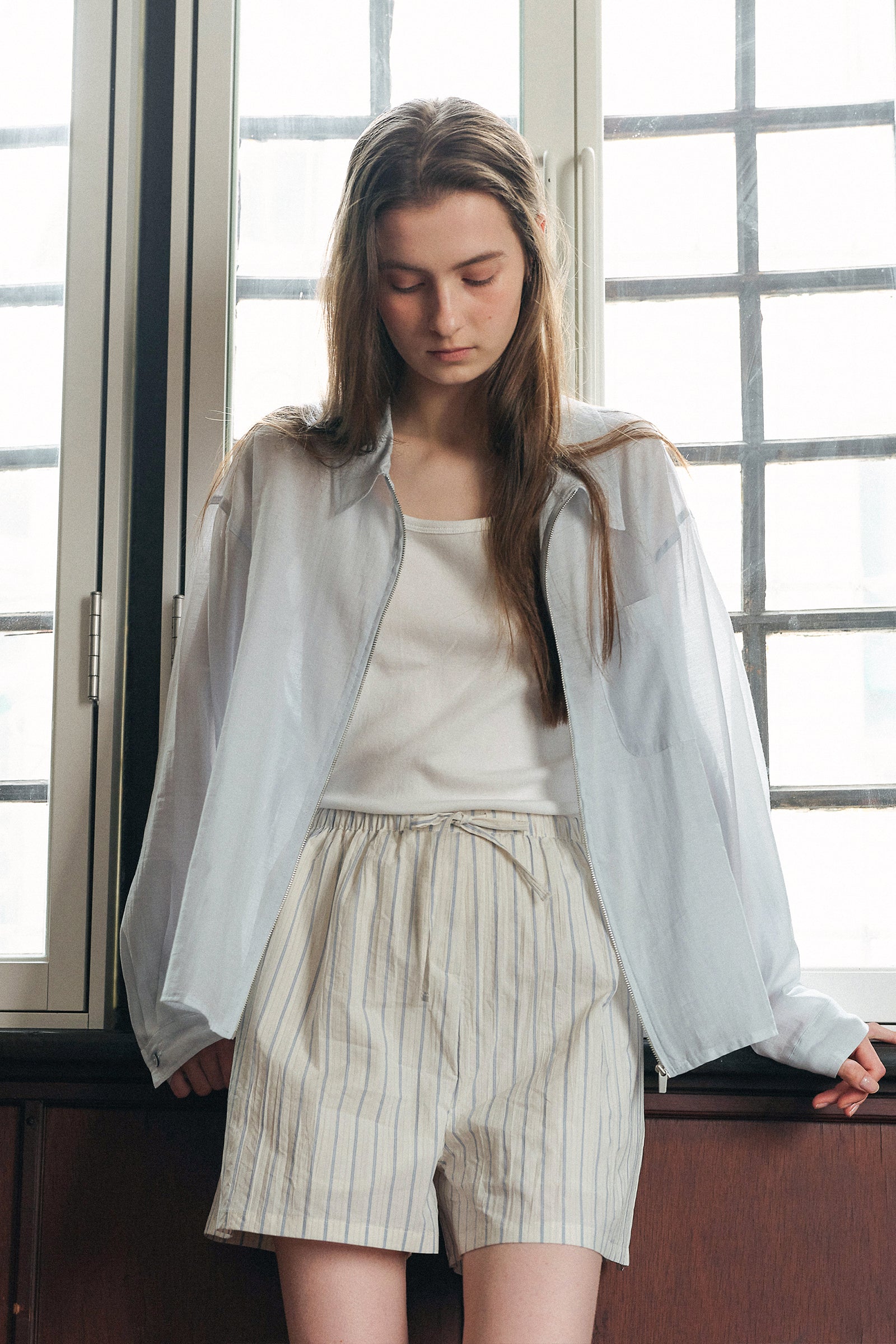 PONS STRIPE SHORTS_STRIPE BLUE