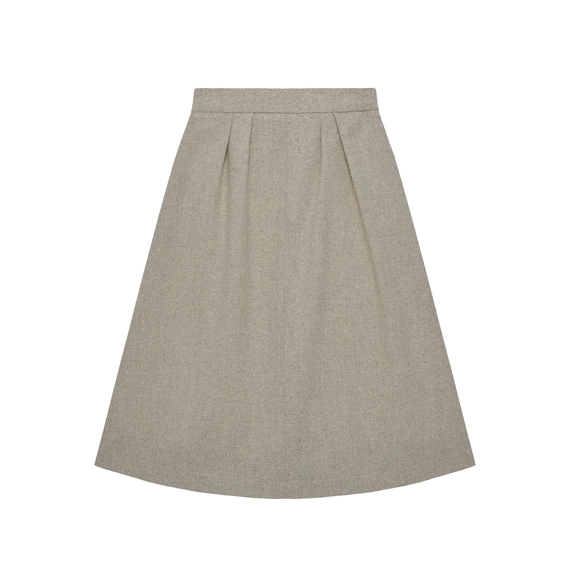 WOOL BLEND TUCK SKIRT_BEIGE