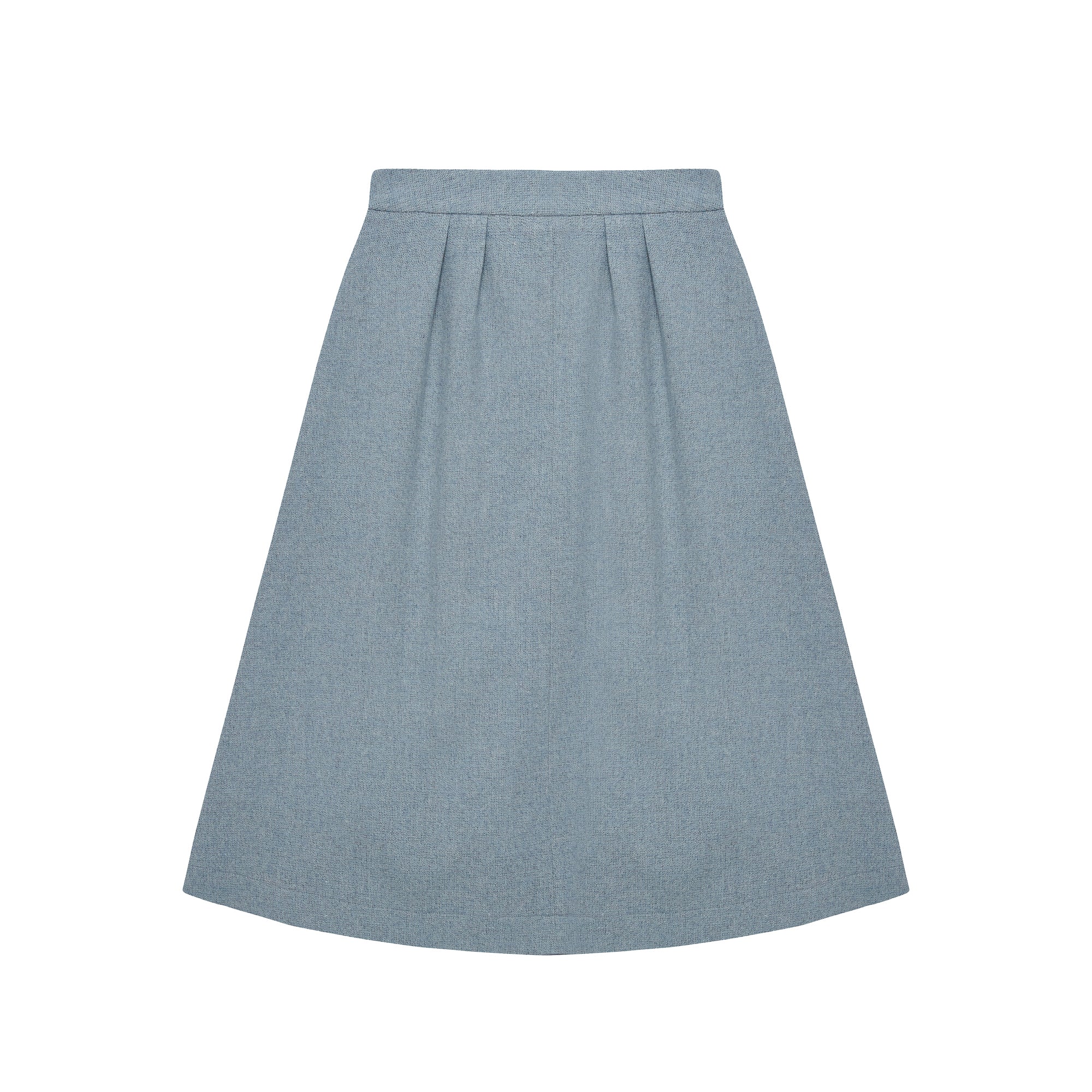 WOOL BLEND TUCK SKIRT_OCEAN