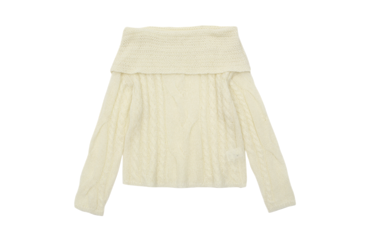 ALPACA TWIST OFF SHOULDER KNIT_IVORY