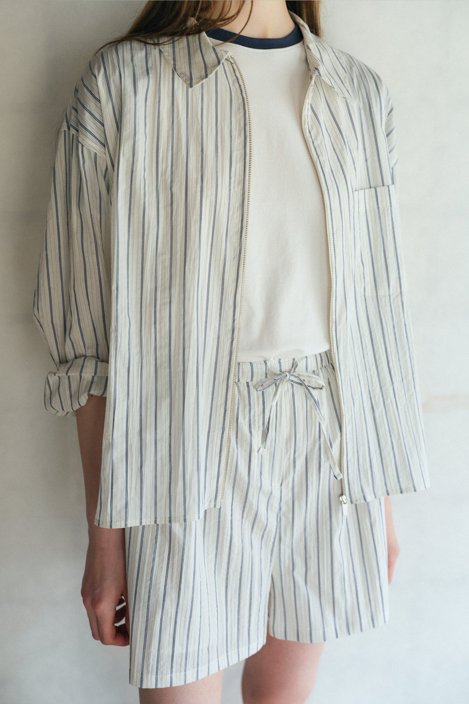 PONS STRIPE ZIP-UP_STRIPE NAVY