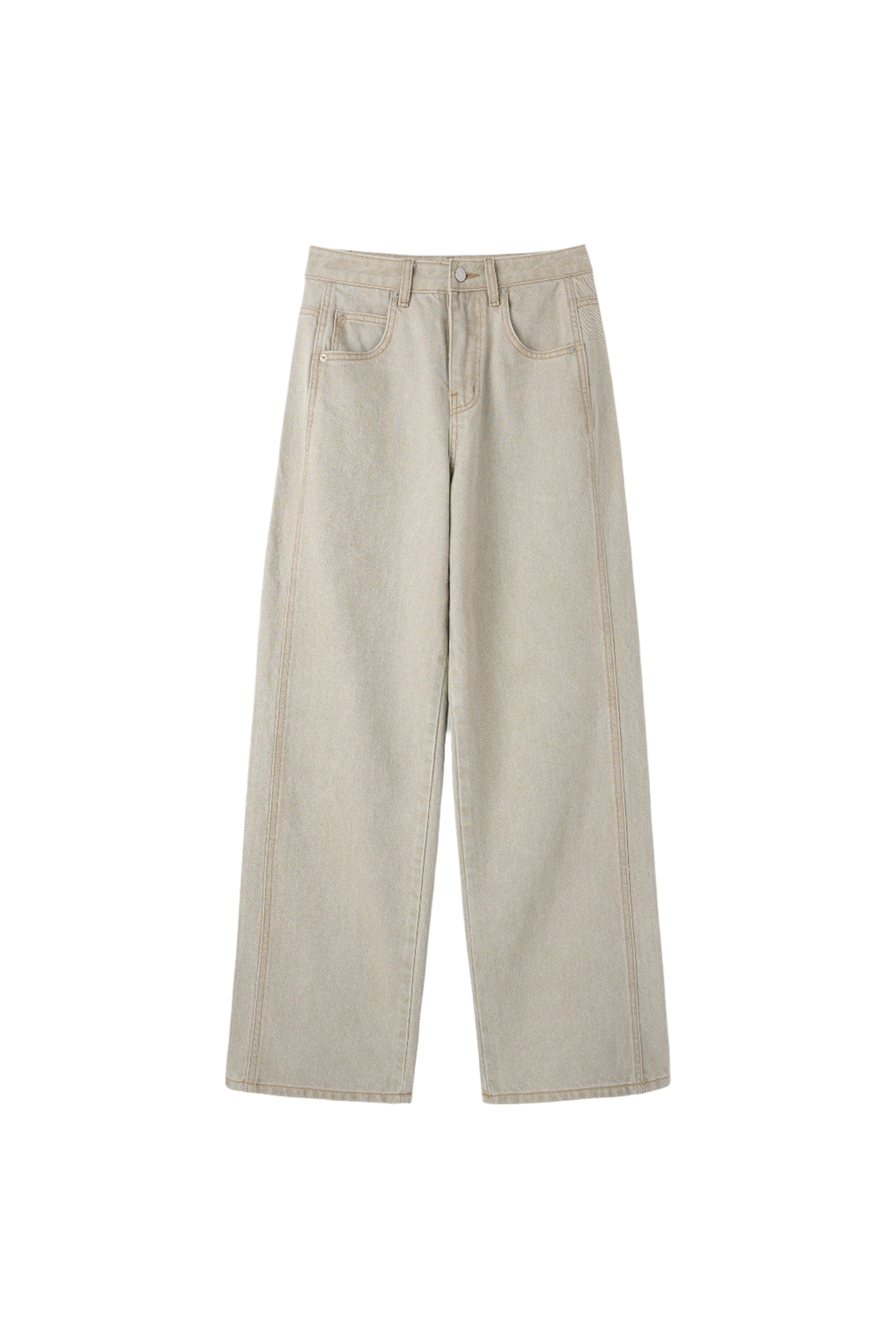 PANTALON EN COTON AVEC LIGNES_KAKI