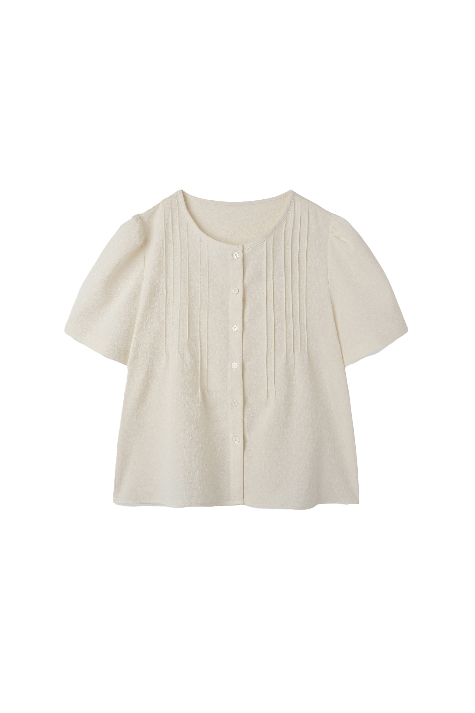 TUCKED FLOWER SHIRT_IVORY