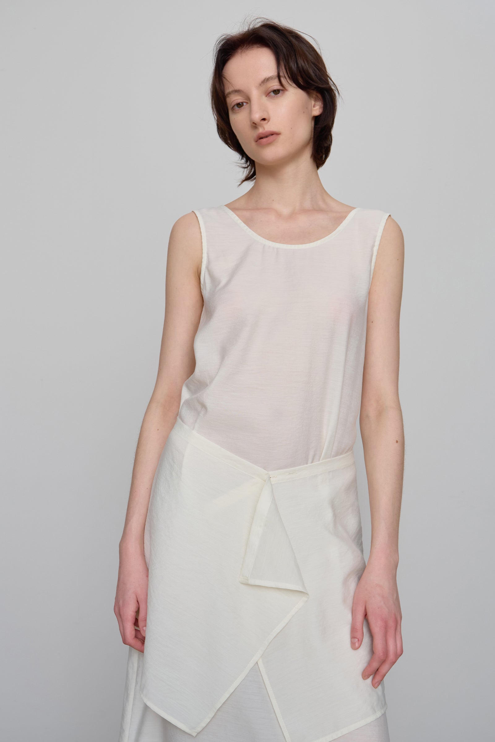 SHEER SLEEVELESS DRESS_CREAM