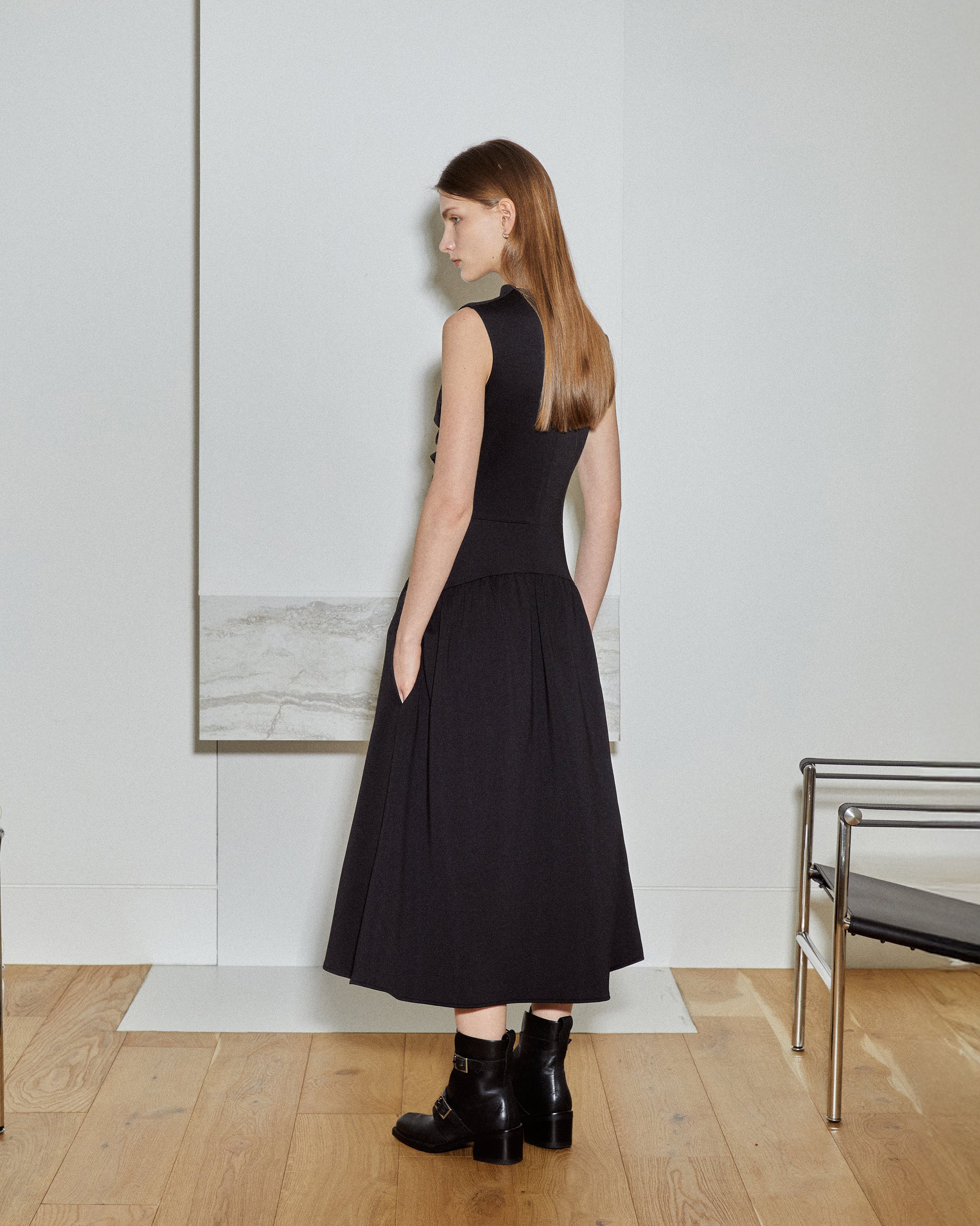 ROBE SLIM DRAPÉE EN JERSEY_NOIR
