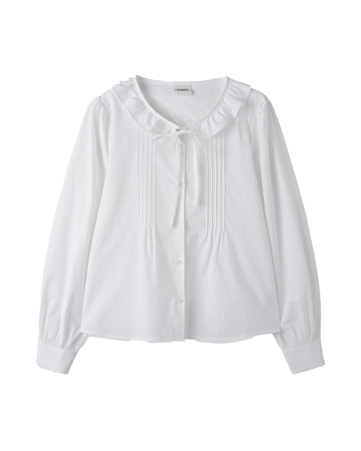 FRILL TUCKED SHIRT_WHITE