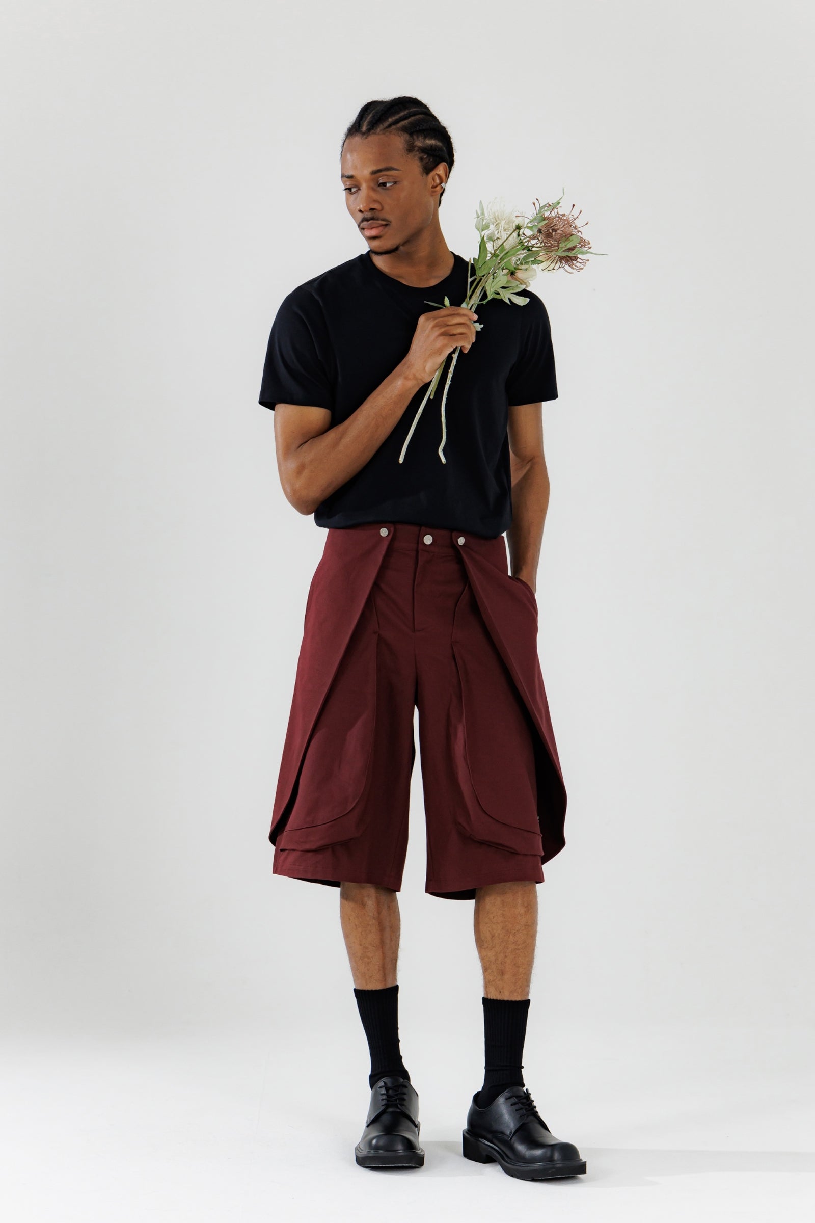 25SS BLOSSOM 3D POCKET SKATER SHORTS_DEEP WINE
