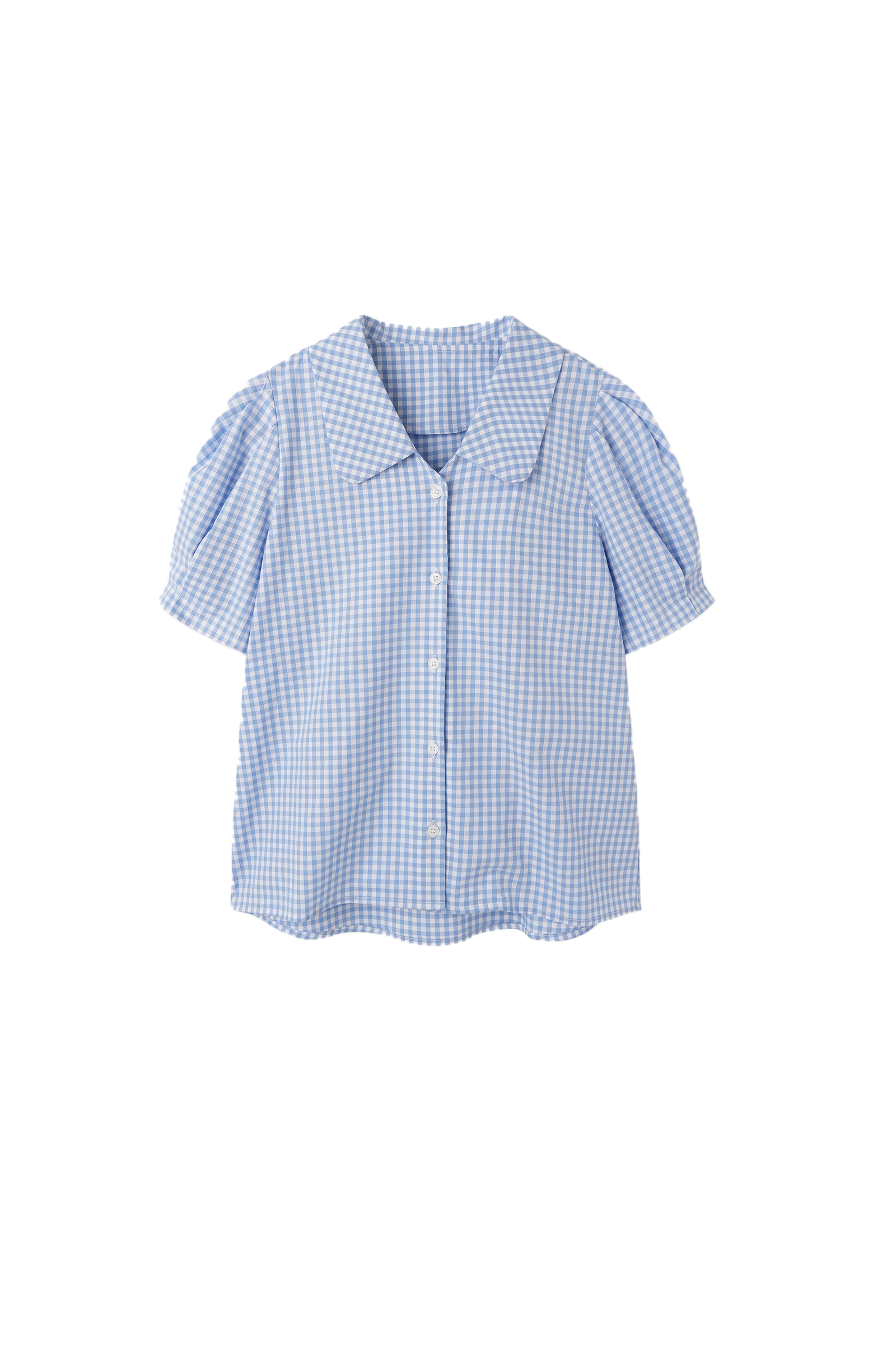 CHECK PUFF SHIRT_SKY BLUE