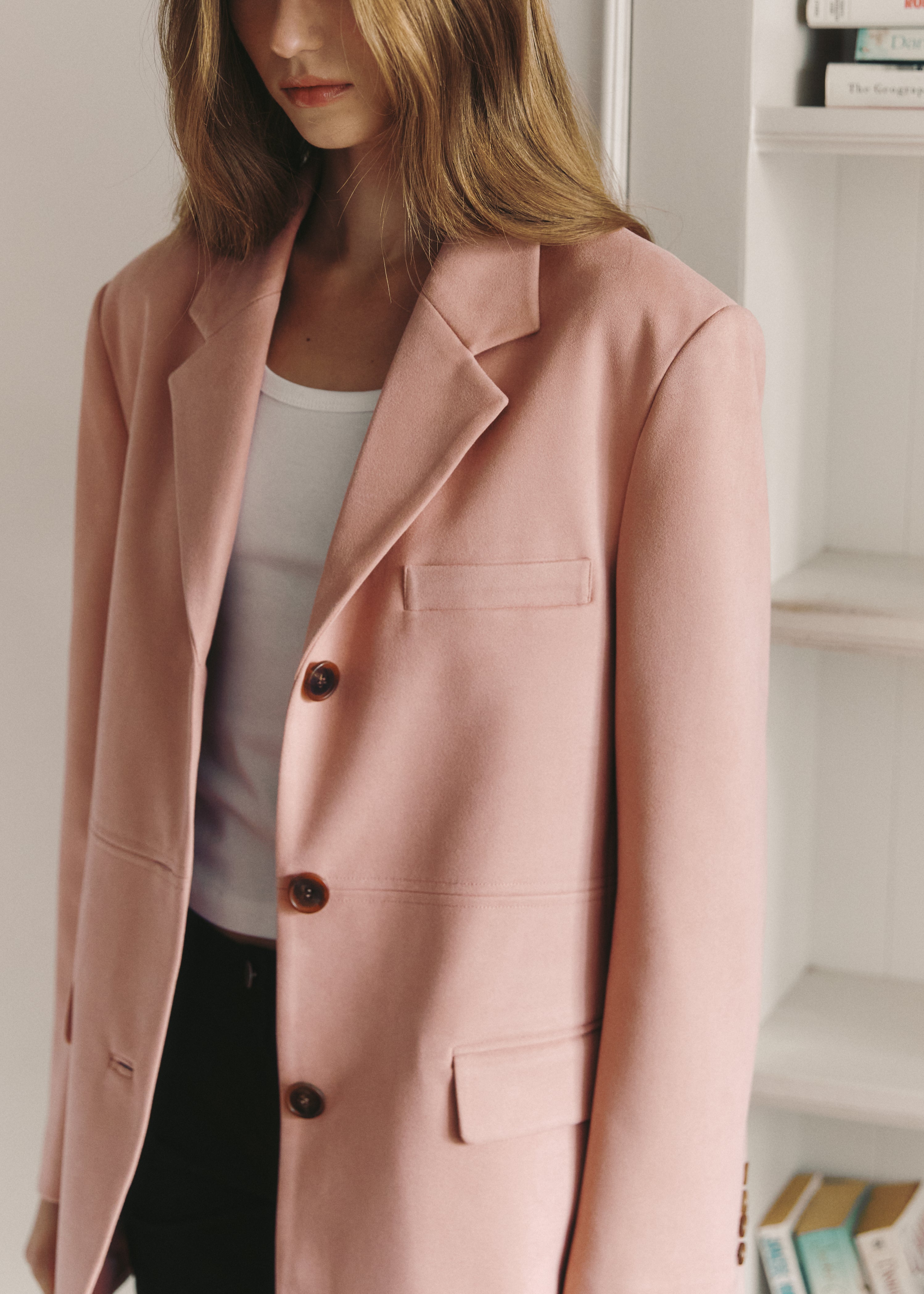BLAZER EN DAIM À COUTURES APPARENTES_ROSE