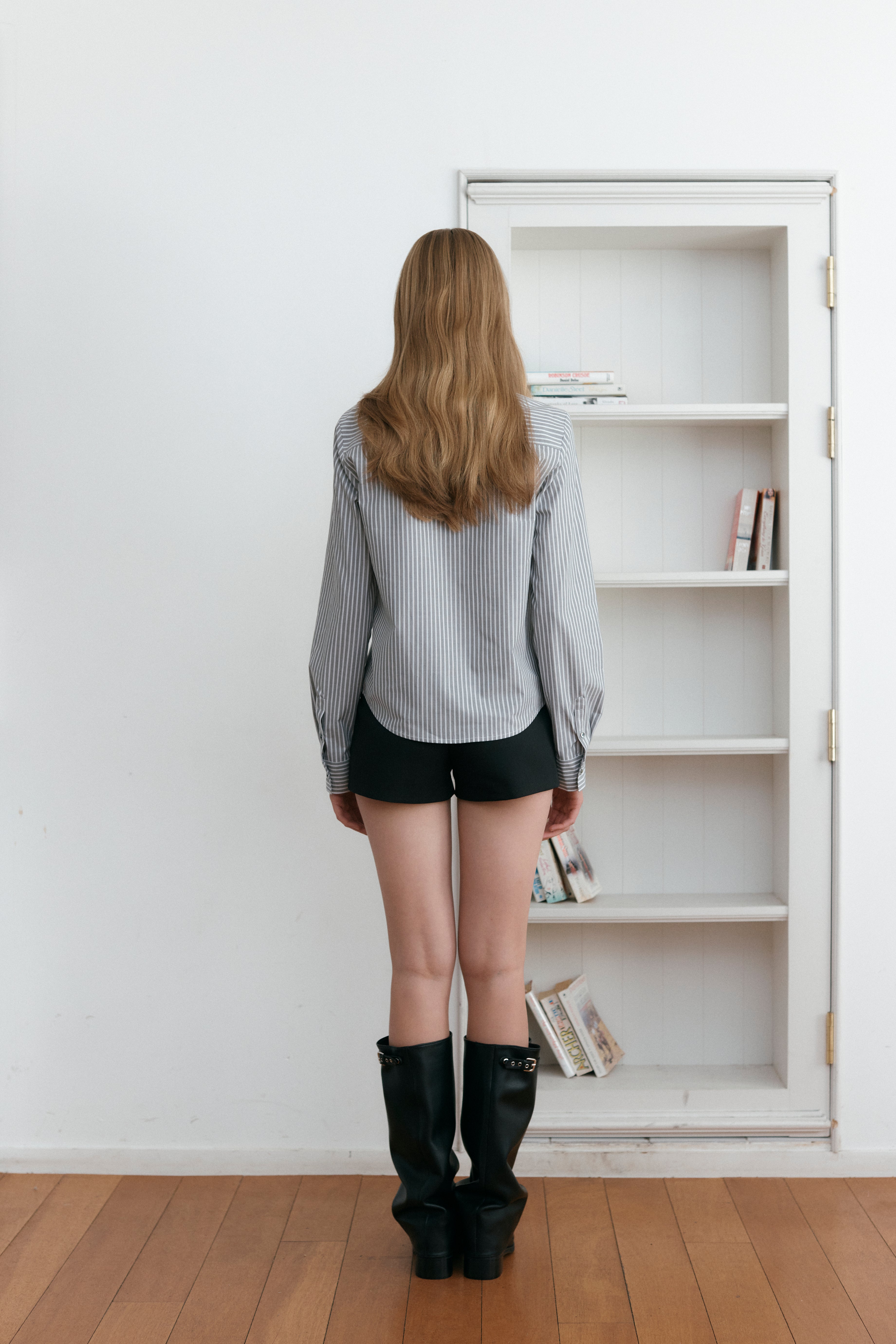 TUK RIBBON STRIPE SHIRTS_GREY