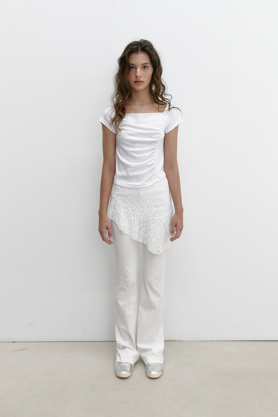 BACK SLIT SHIRRING T_IVORY