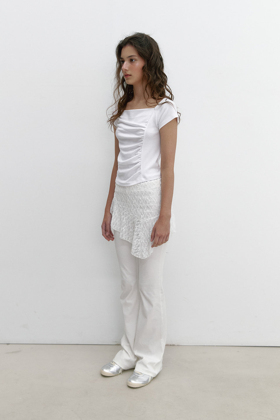 BACK SLIT SHIRRING T_IVORY