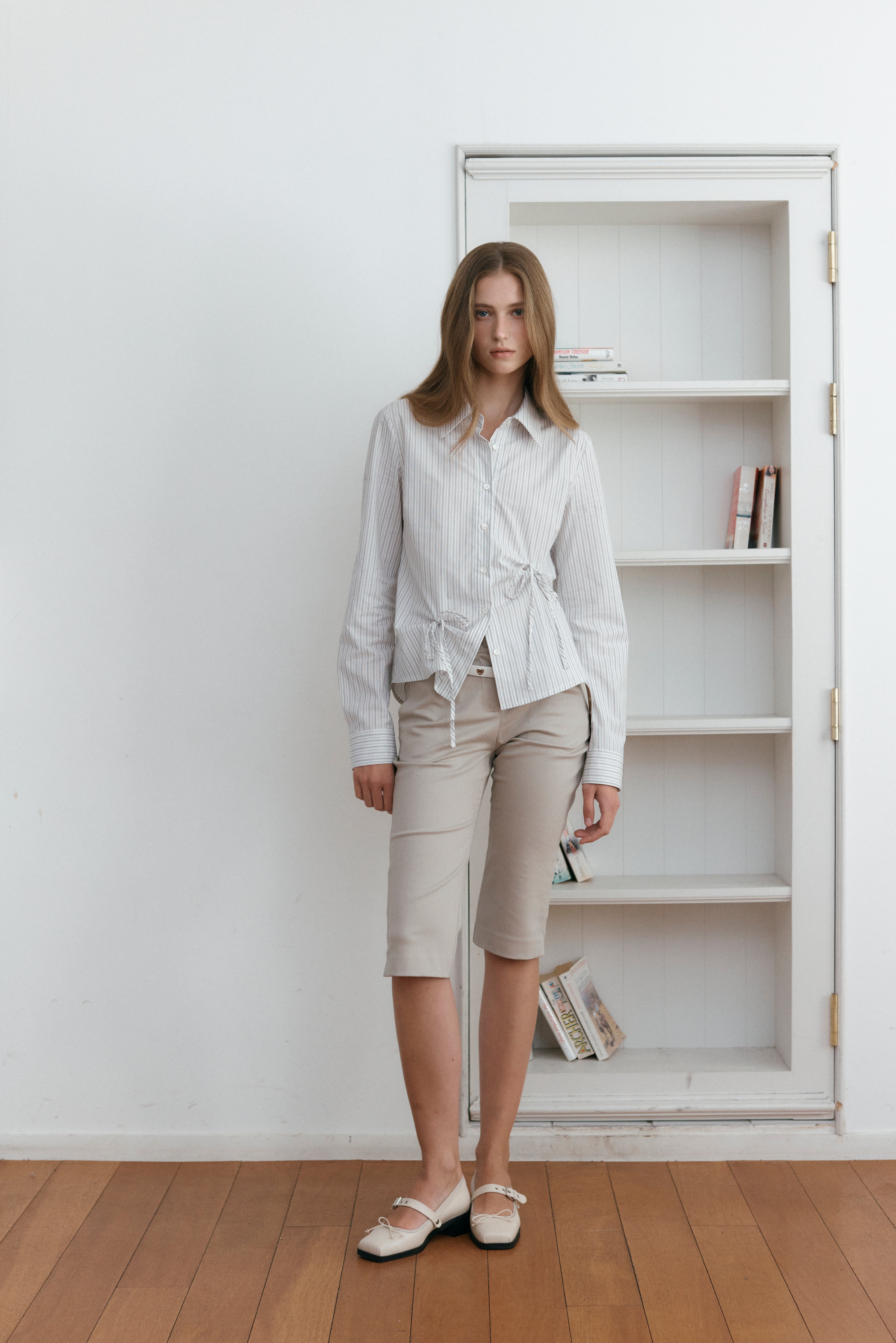 TUK RIBBON STRIPE SHIRTS_IVORY