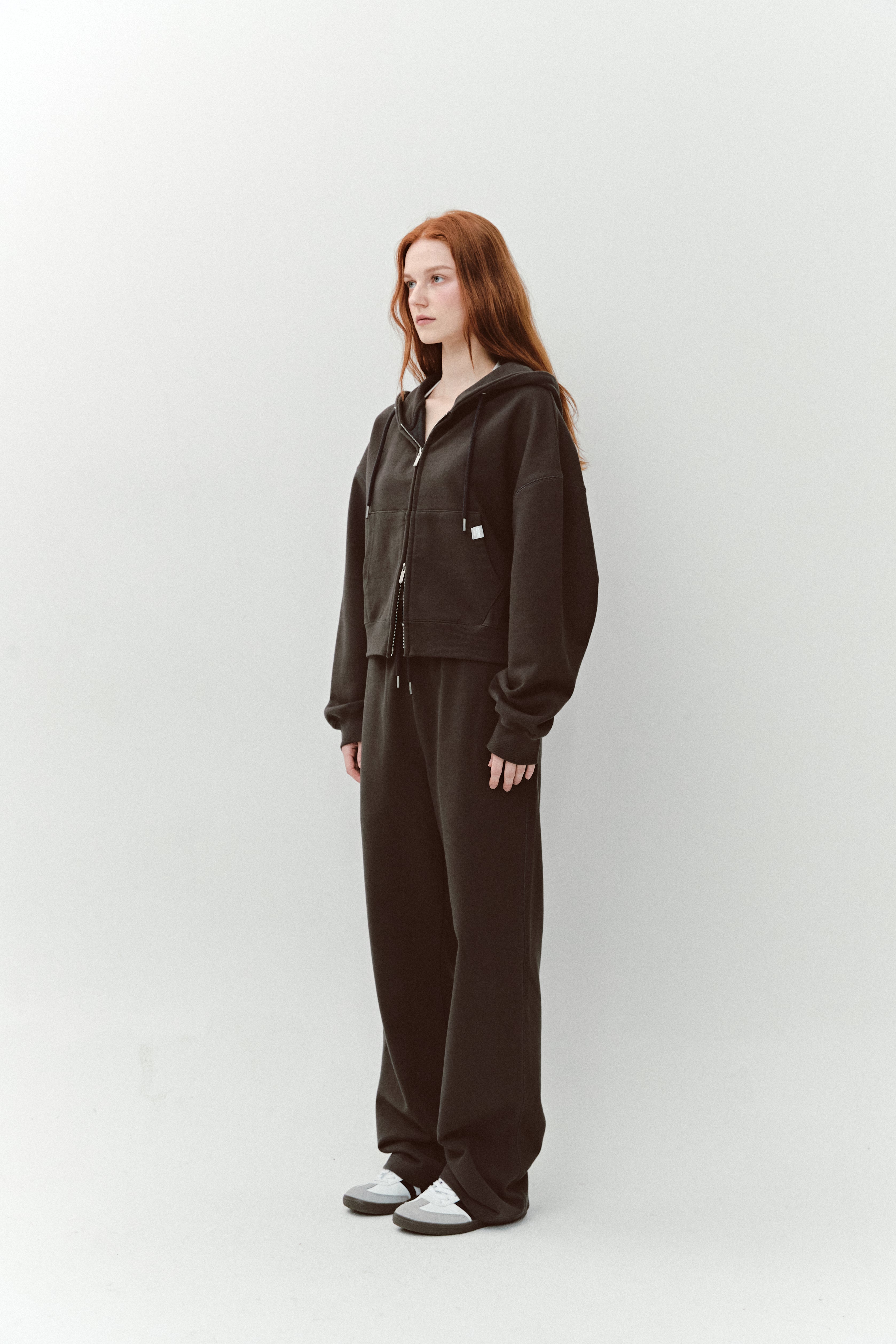 AS BASIC SWEAT ZIPPÉ_CHARBON