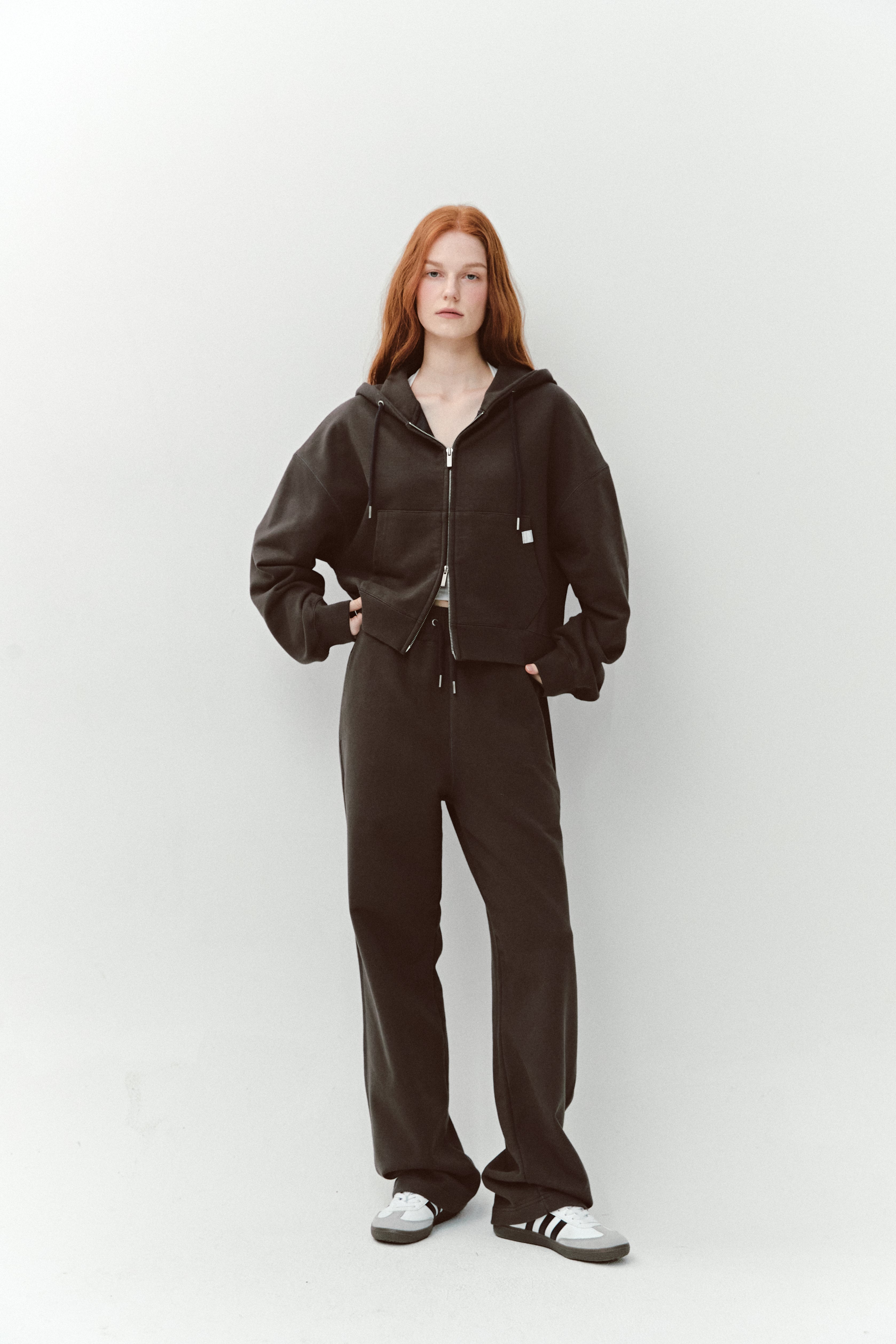 AS BASIC SWEAT ZIPPÉ_CHARBON