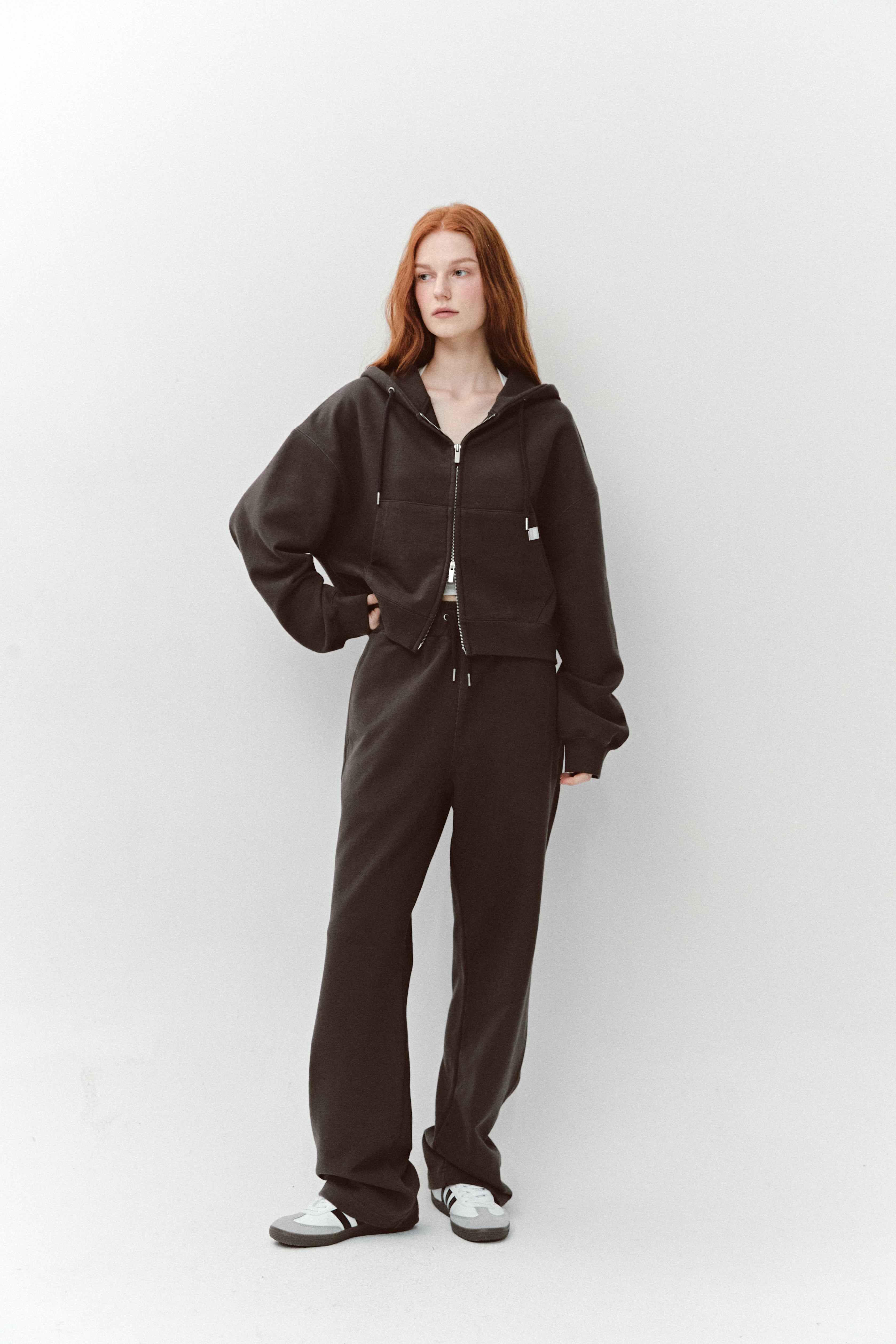 AS BASIC SWEAT ZIPPÉ_CHARBON