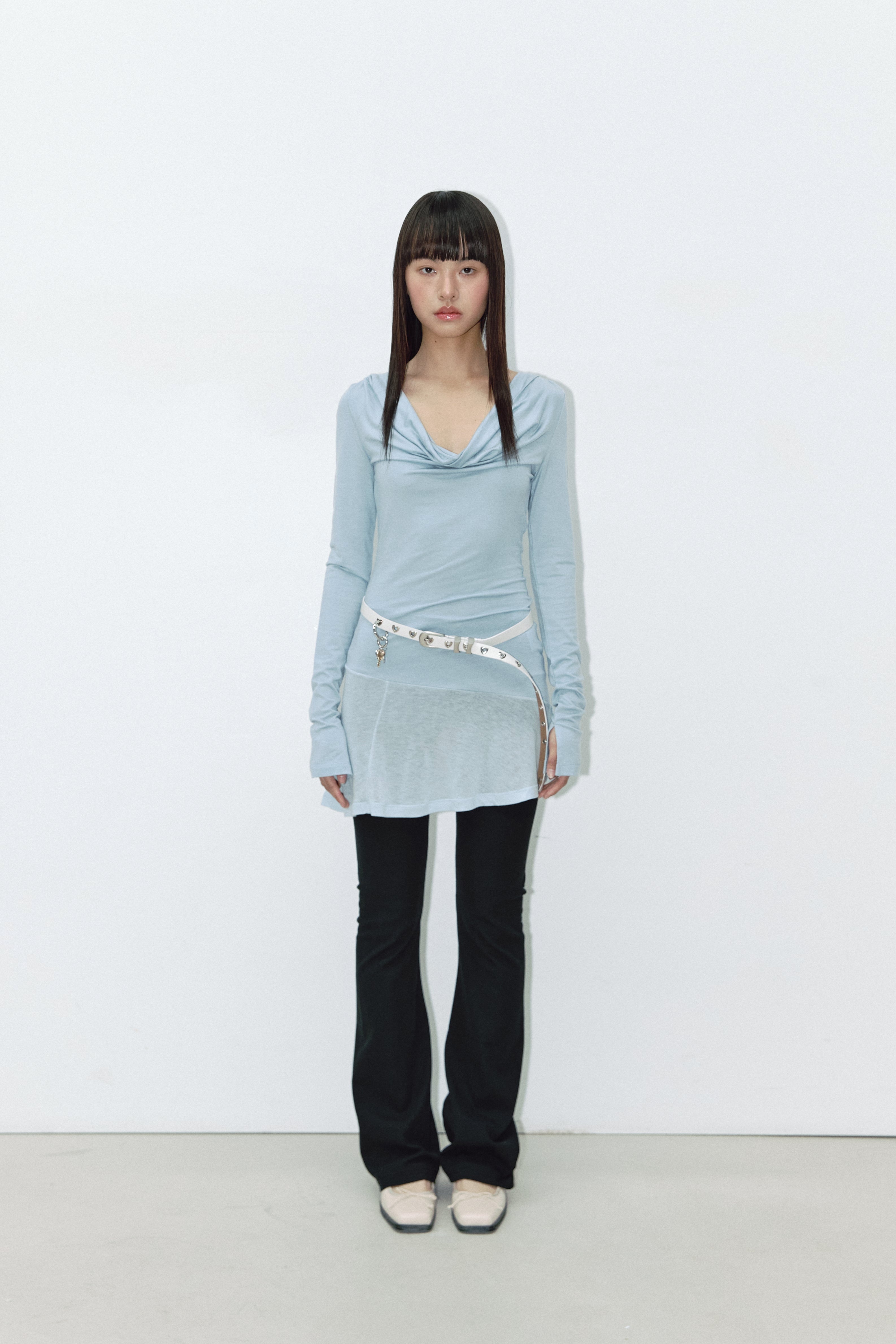 COWL LAYERED LONG T_SKY BLUE